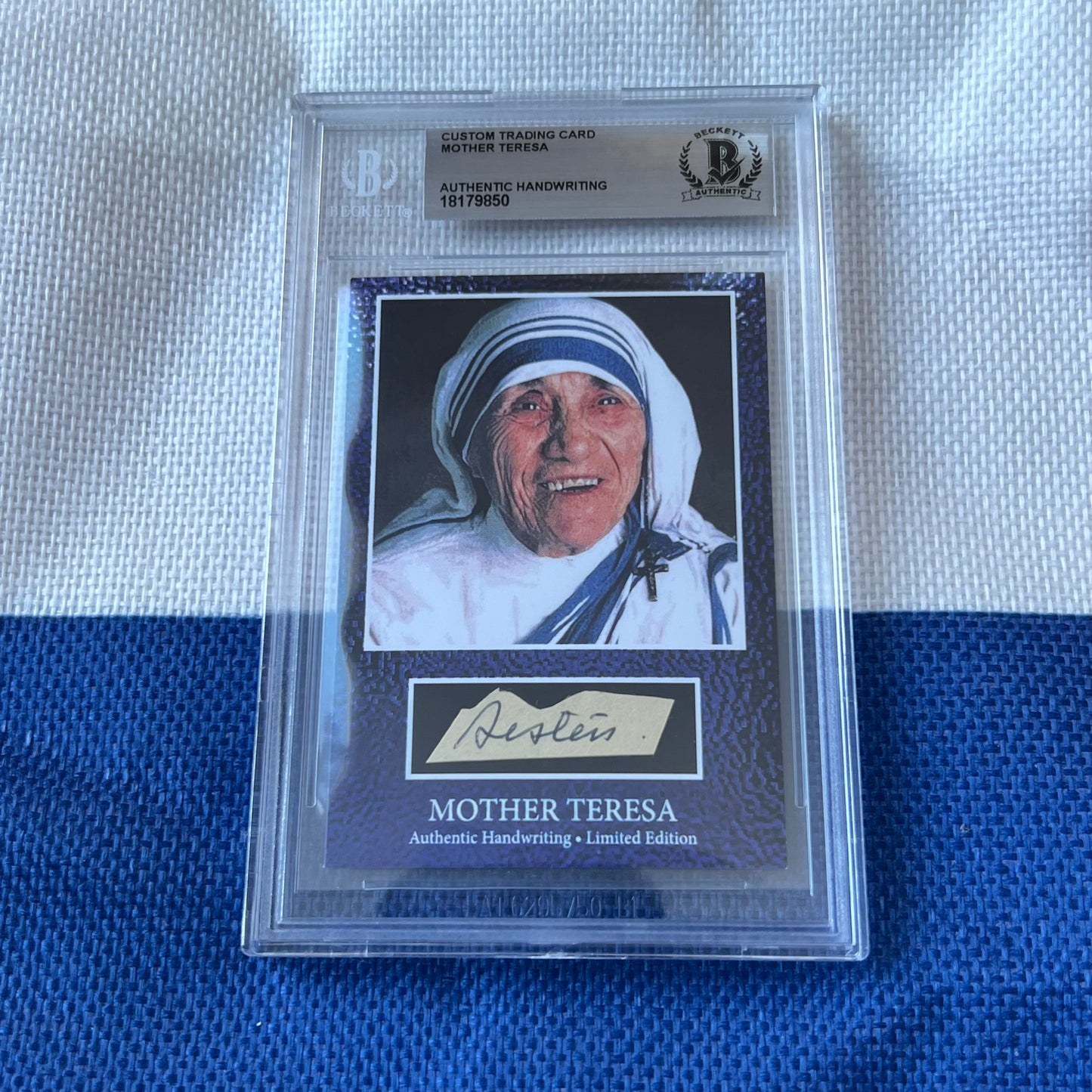 Mother Teresa Beckett Encapsulated Handwriting Removed from an Autograph Letter Signed