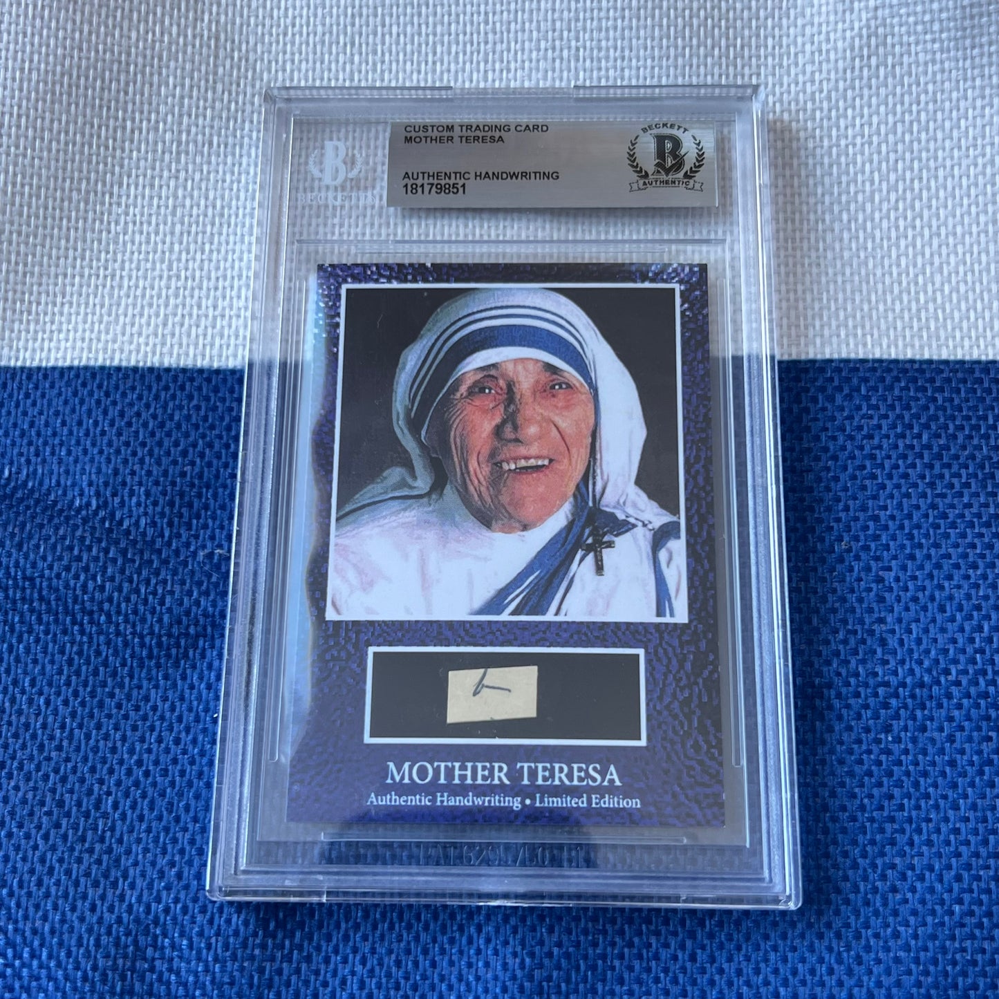Mother Teresa Beckett Encapsulated Handwriting Removed from an Autograph Letter Signed