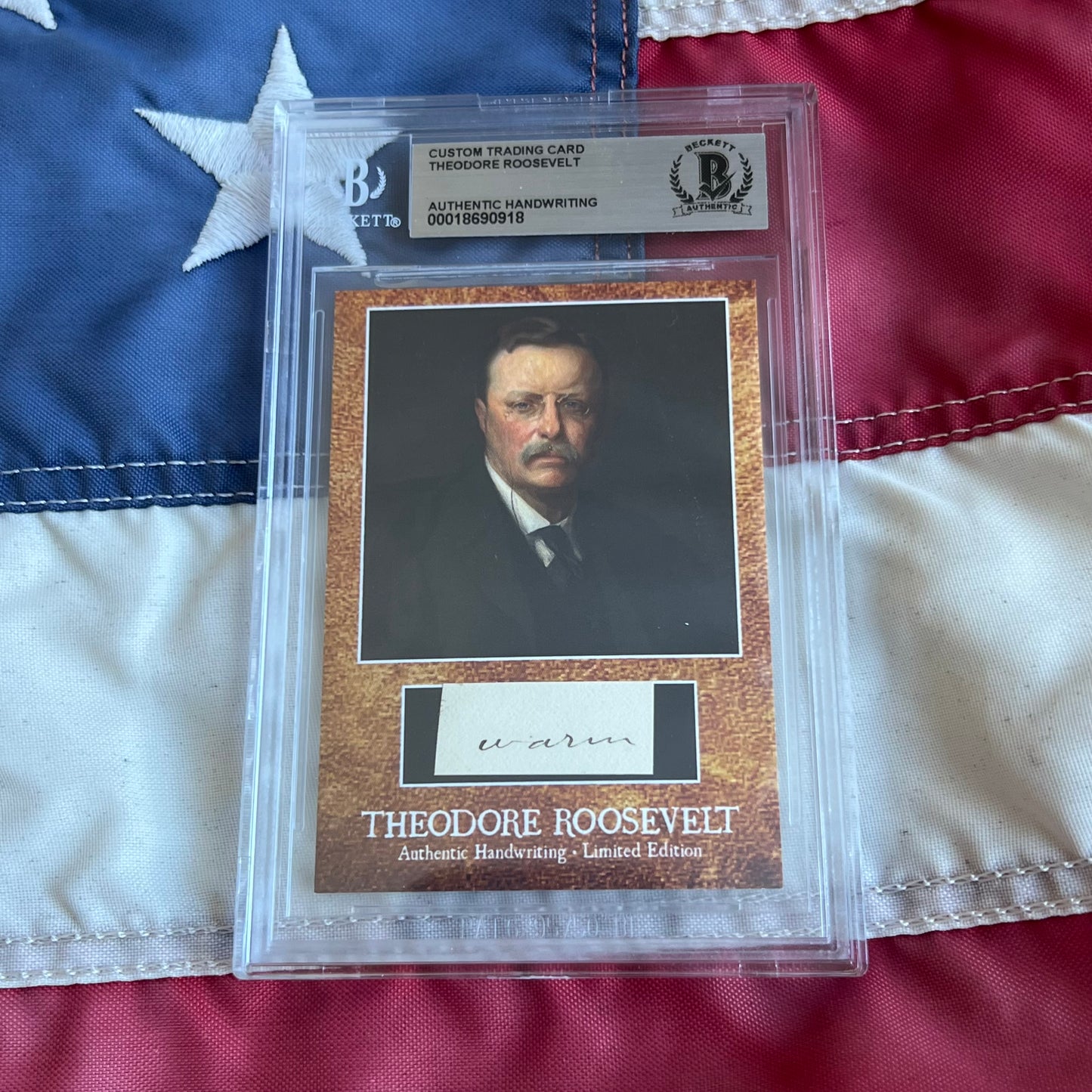 Theodore Roosevelt Beckett Encapsulated Handwriting Removed from an Autograph Letter Signed
