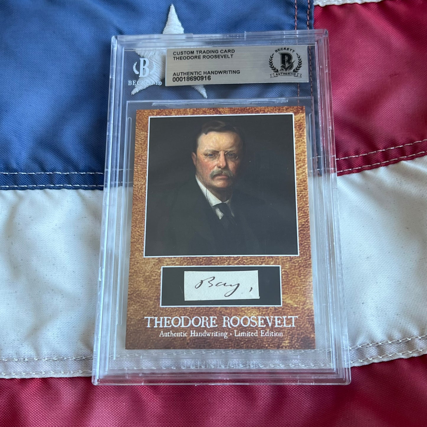 Theodore Roosevelt Beckett Encapsulated Handwriting Removed from an Autograph Letter Signed