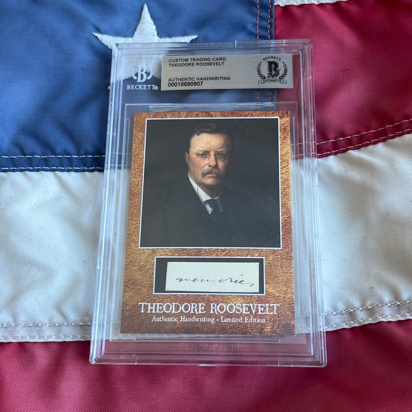 Theodore Roosevelt Beckett Encapsulated Handwriting Removed from an Autograph Letter Signed