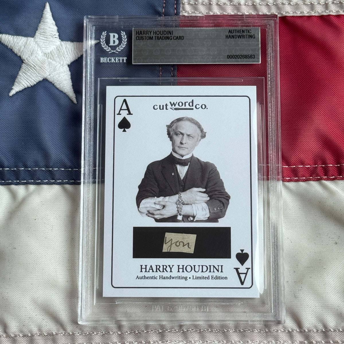 Harry Houdini Handwritten Word Cut from a Autograph Letter Signed Beckett BAS