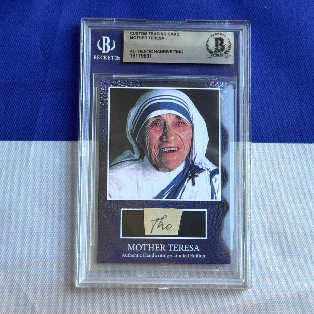 Mother Teresa Beckett Encapsulated Handwriting Removed from an Autograph Letter Signed