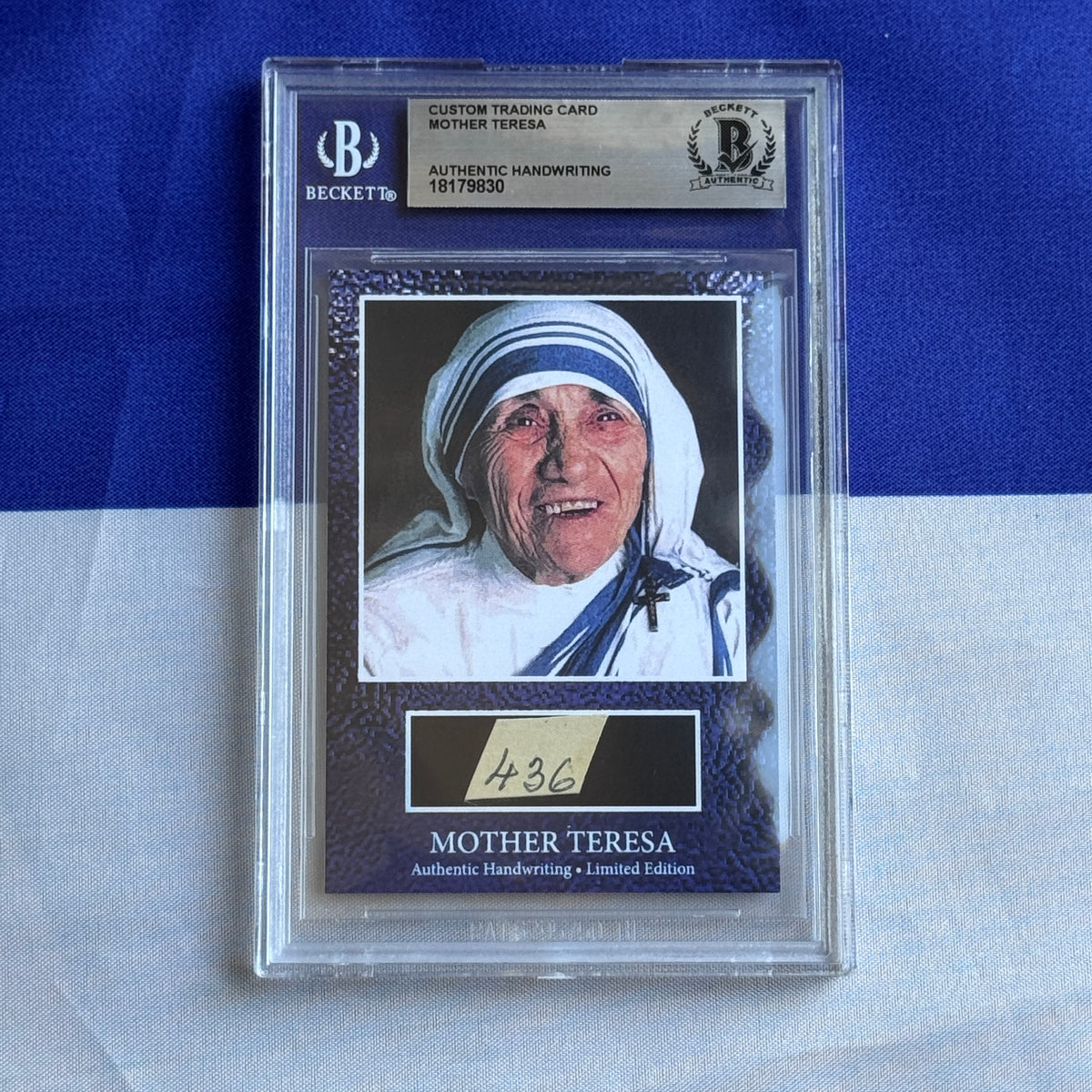 Mother Teresa Beckett Encapsulated Handwriting Removed from an Autograph Letter Signed