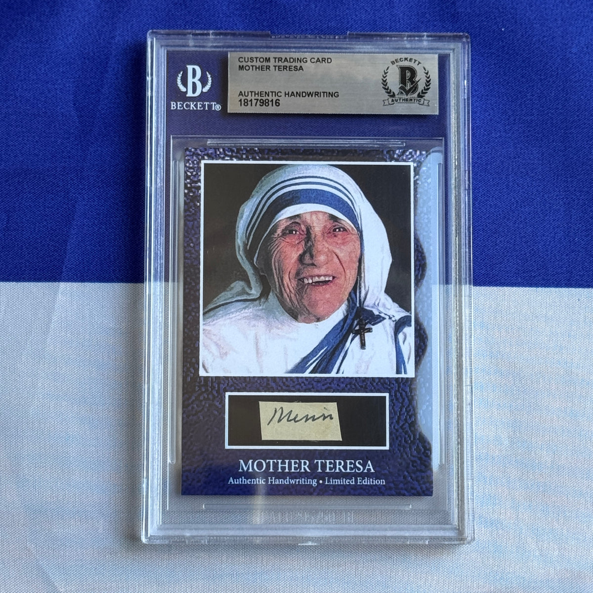 Mother Teresa Beckett Encapsulated Handwriting Removed from an Autograph Letter Signed