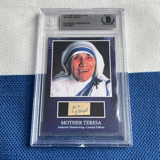 Mother Teresa Beckett Encapsulated Handwriting Removed from an Autograph Letter Signed