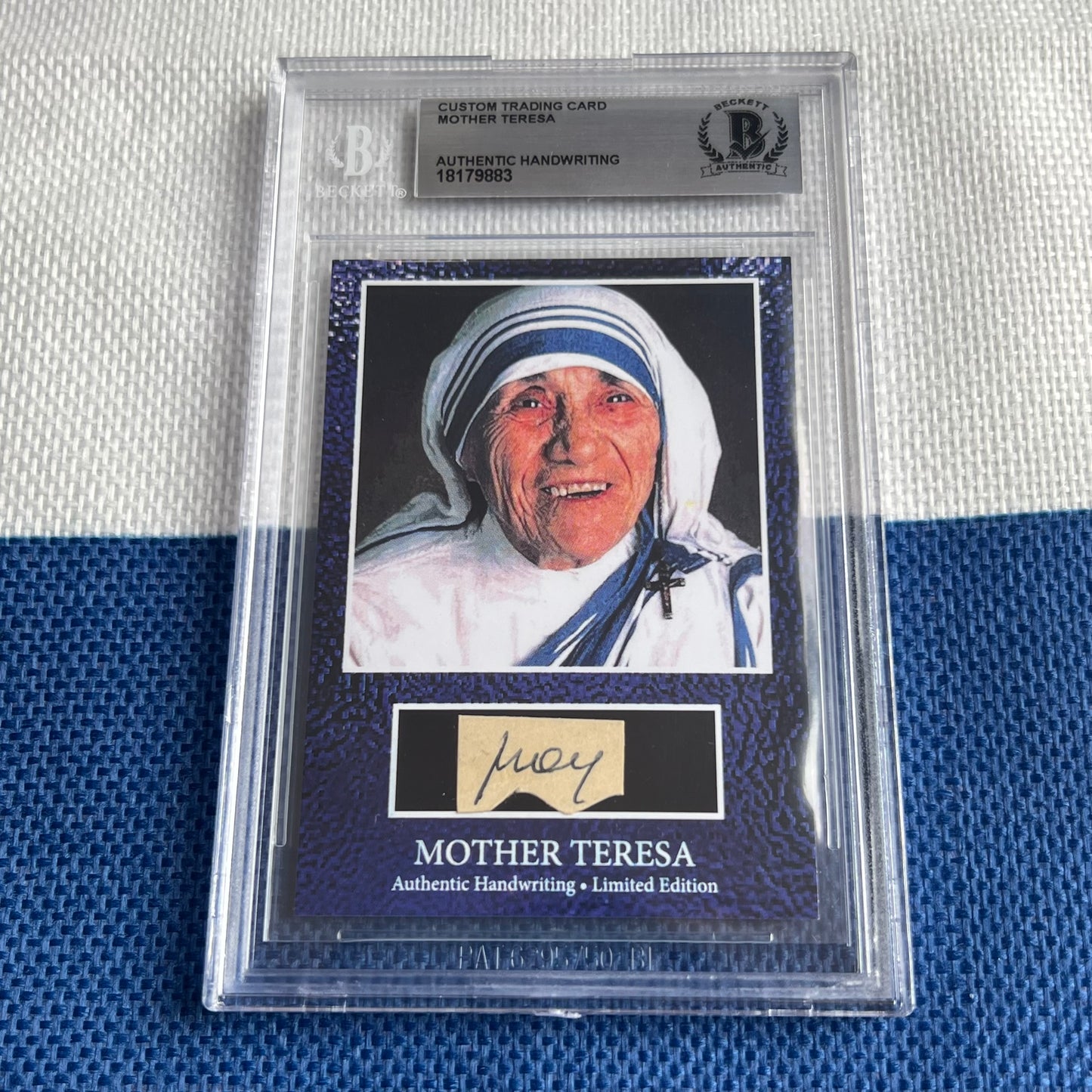 Mother Teresa Beckett Encapsulated Handwriting Removed from an Autograph Letter Signed