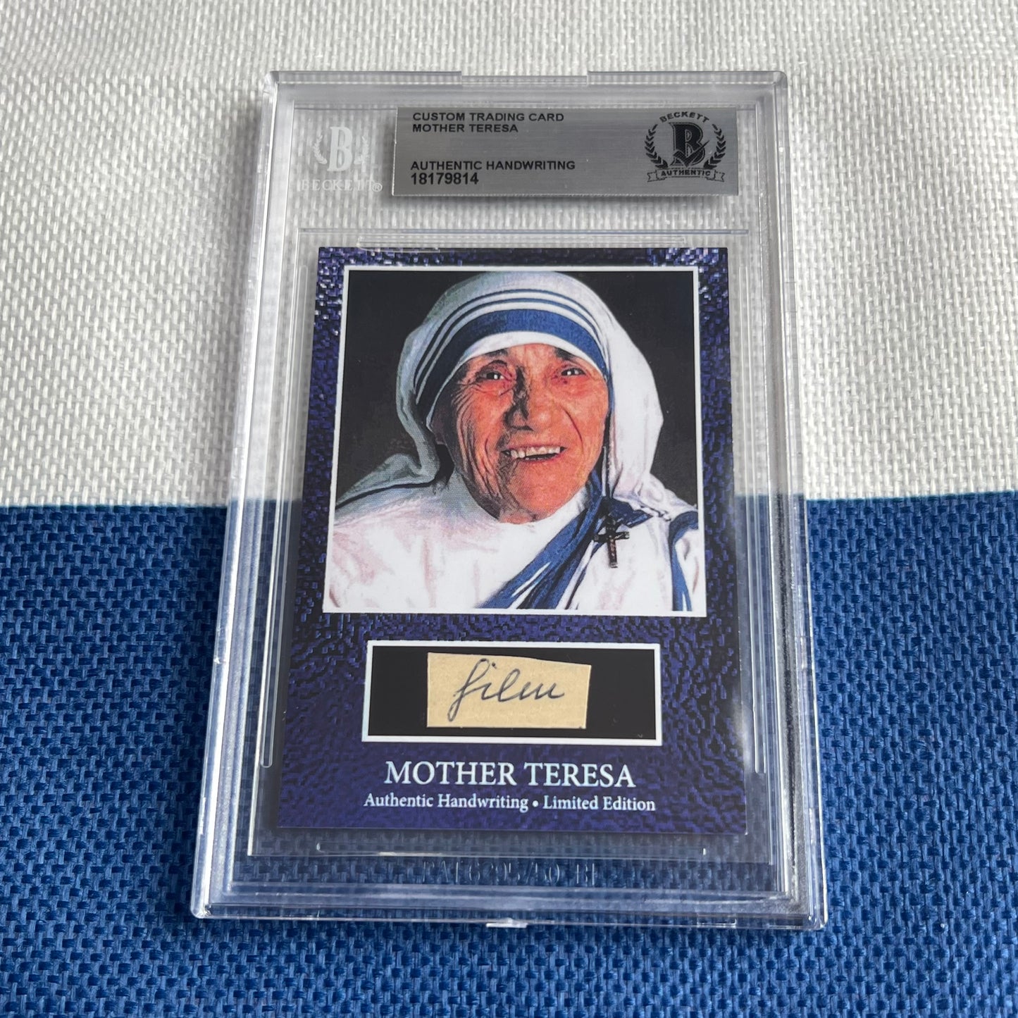 Mother Teresa Beckett Encapsulated Handwriting Removed from an Autograph Letter Signed