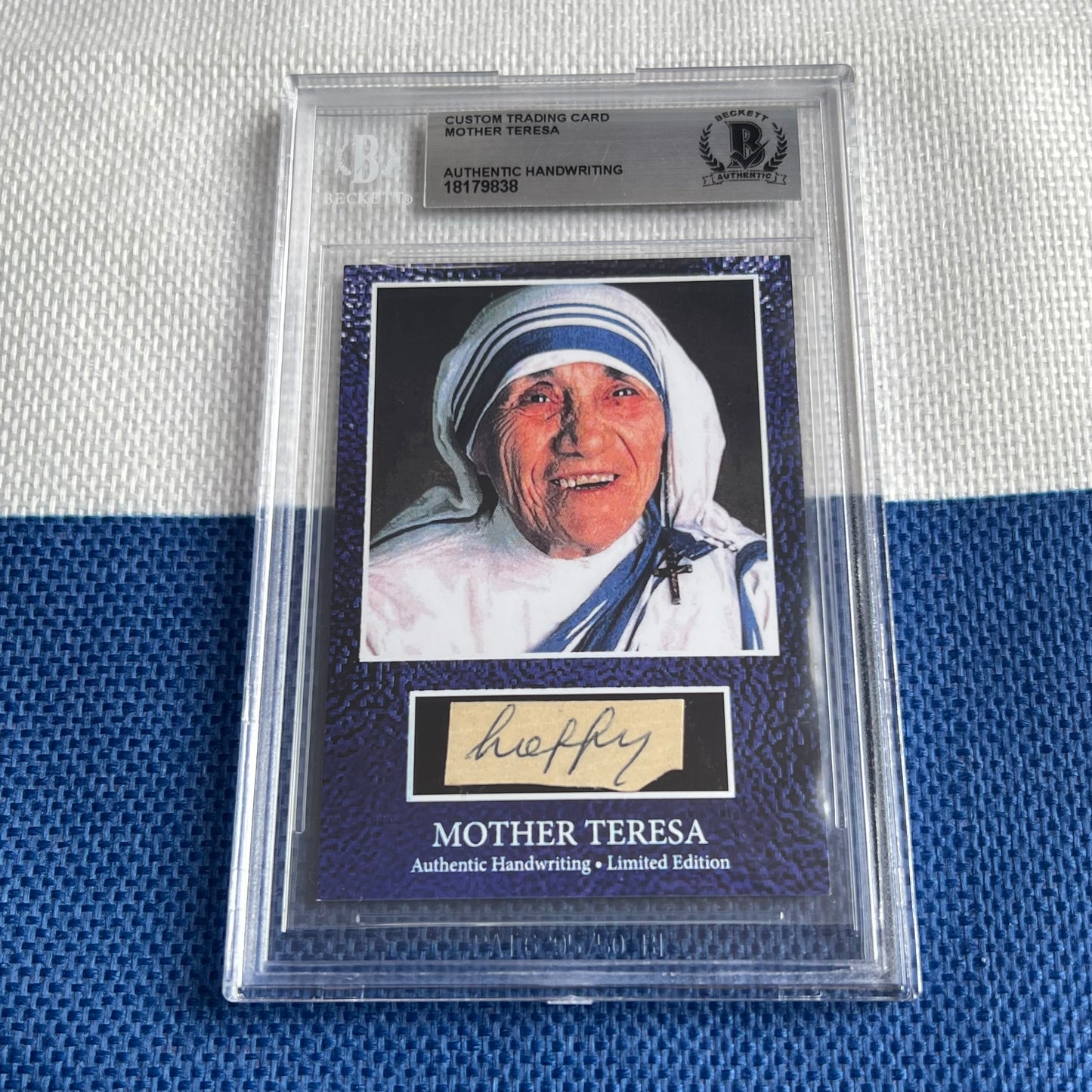 Mother Teresa Beckett Encapsulated Handwriting Removed from an Autograph Letter Signed