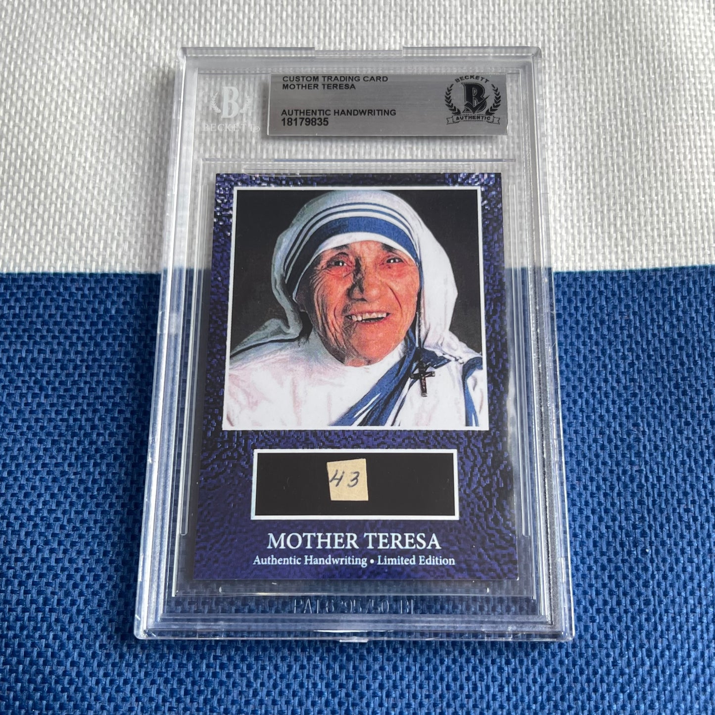 Mother Teresa Beckett Encapsulated Handwriting Removed from an Autograph Letter Signed