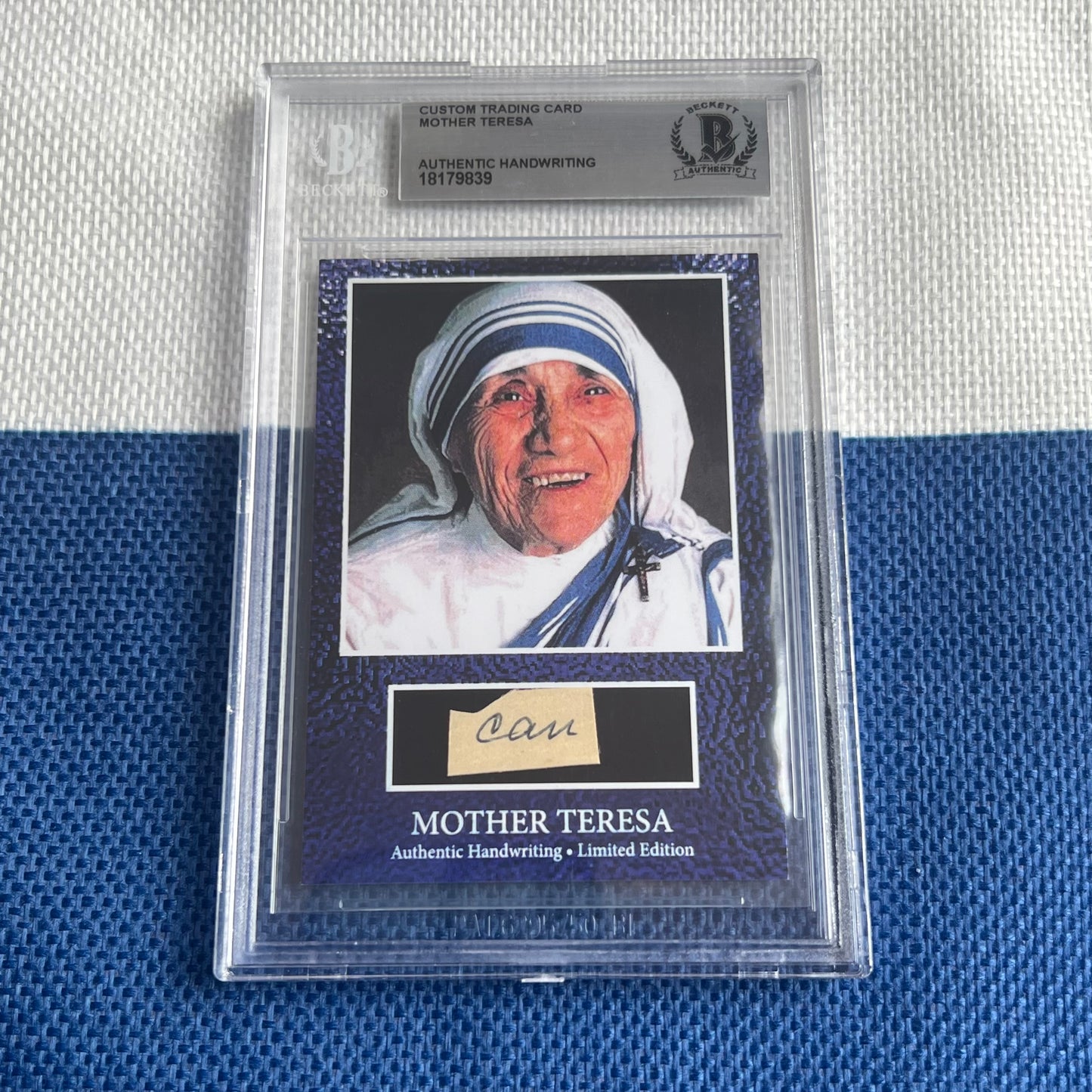 Mother Teresa Beckett Encapsulated Handwriting Removed from an Autograph Letter Signed