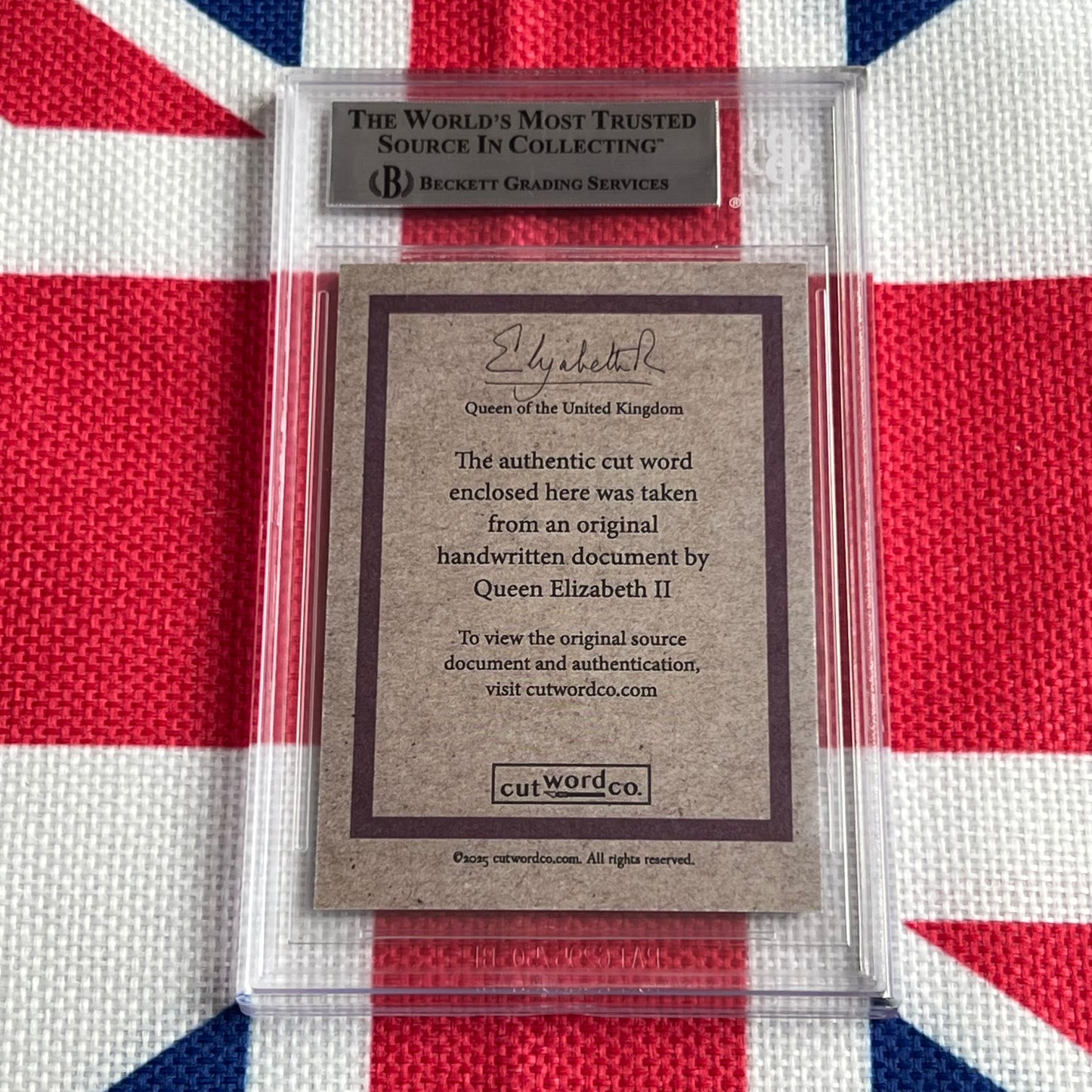 Queen Elizabeth II Beckett Encapsulated Handwriting Removed from an Autograph Letter Signed