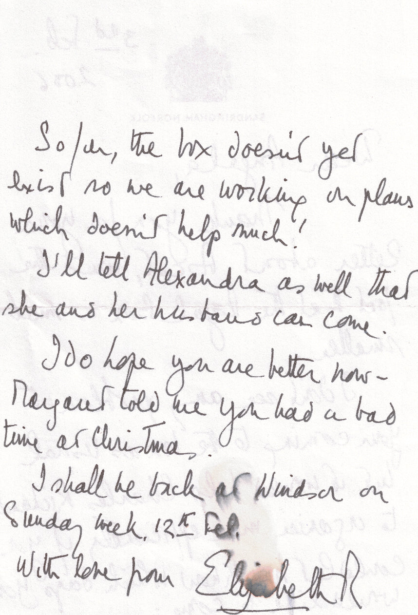 Queen Elizabeth II Beckett Encapsulated Handwriting Removed from an Autograph Letter Signed