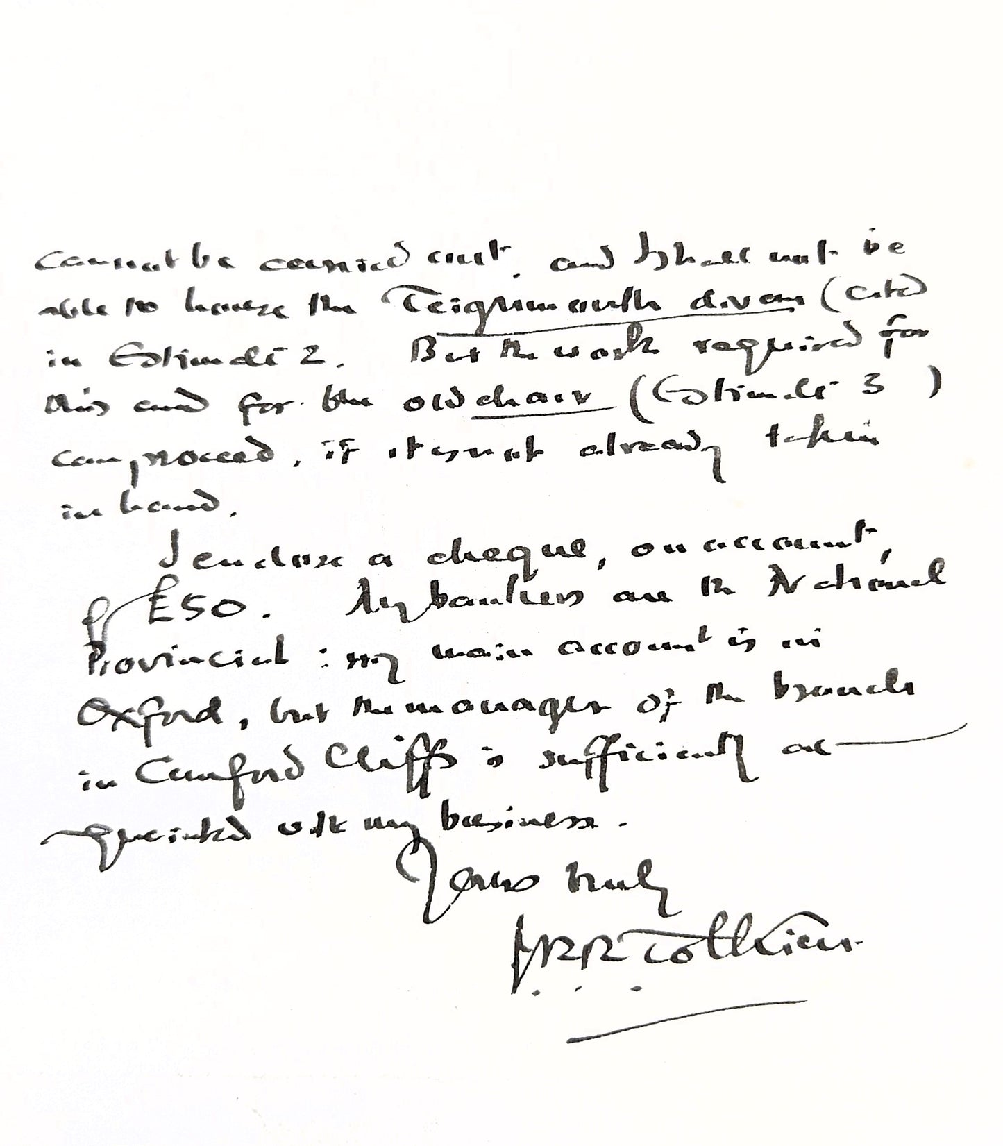J. R. R. Tolkien Beckett Encapsulated Handwriting Removed from an Autograph Letter Signed