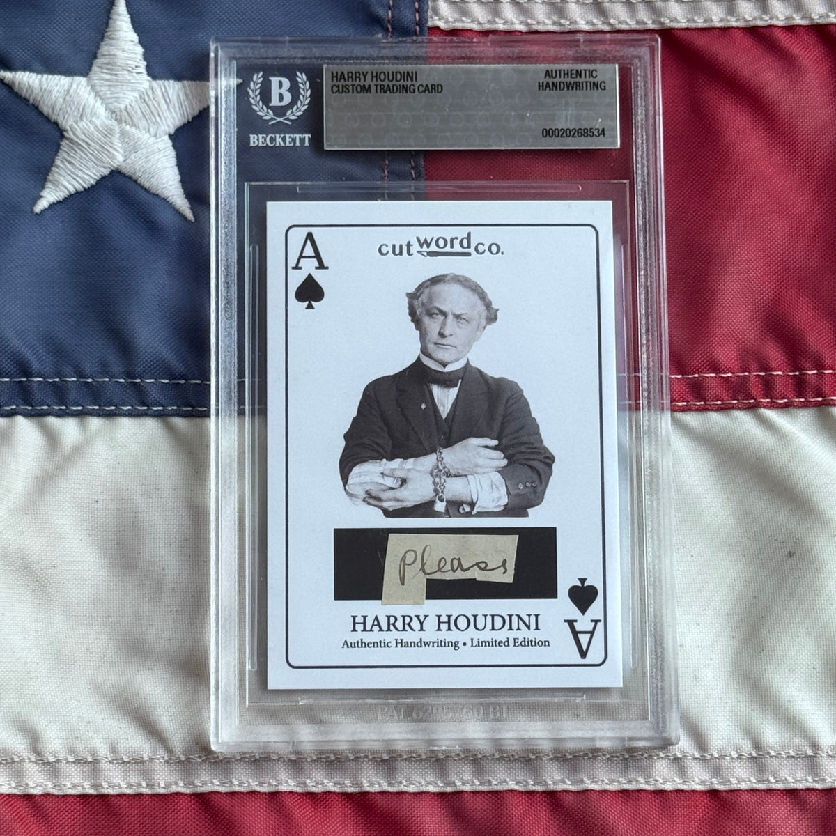 Harry Houdini Handwritten Word Cut from a Autograph Letter Signed Beckett BAS