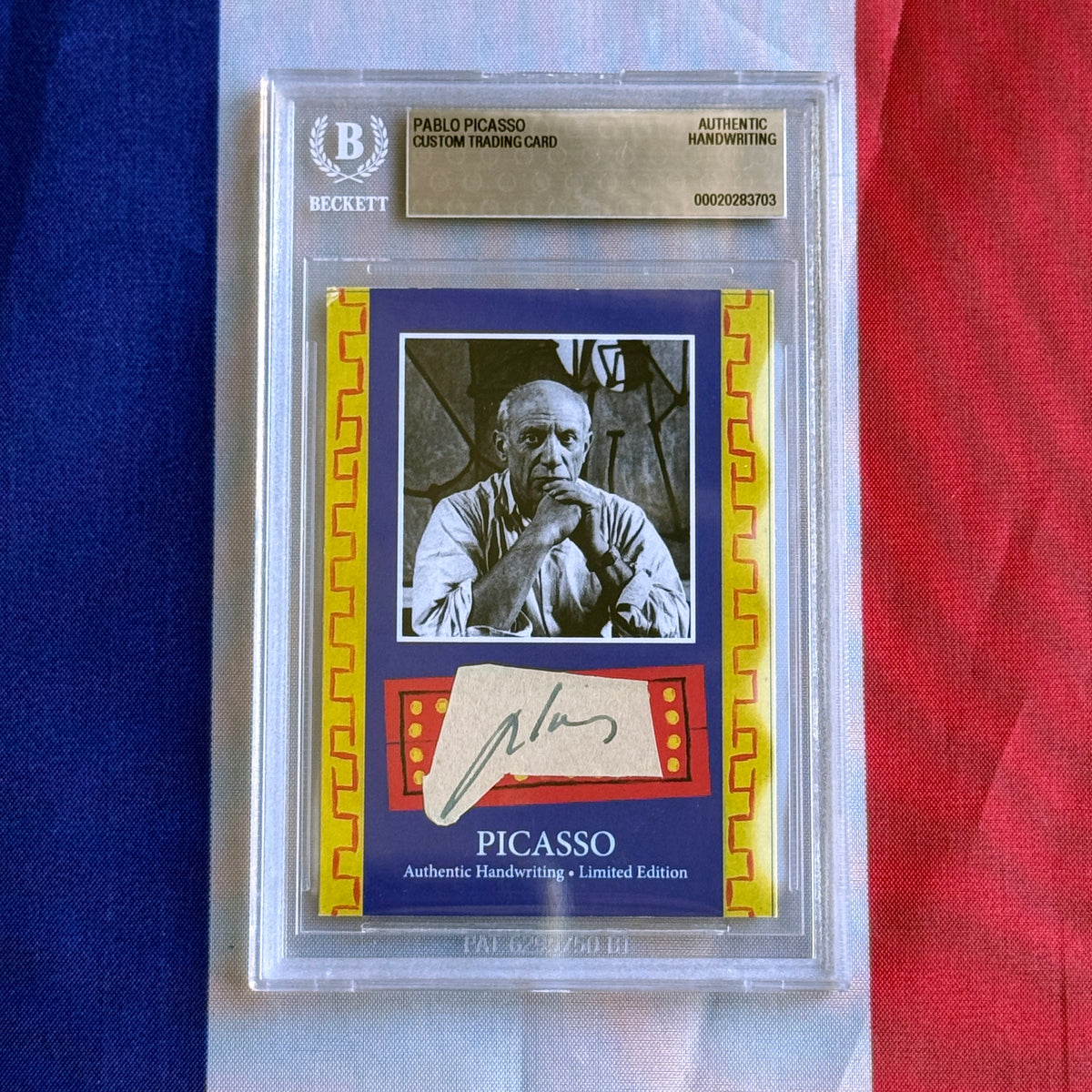 Pablo Picasso Beckett Encapsulated Handwriting Removed from an Autograph Document Signed