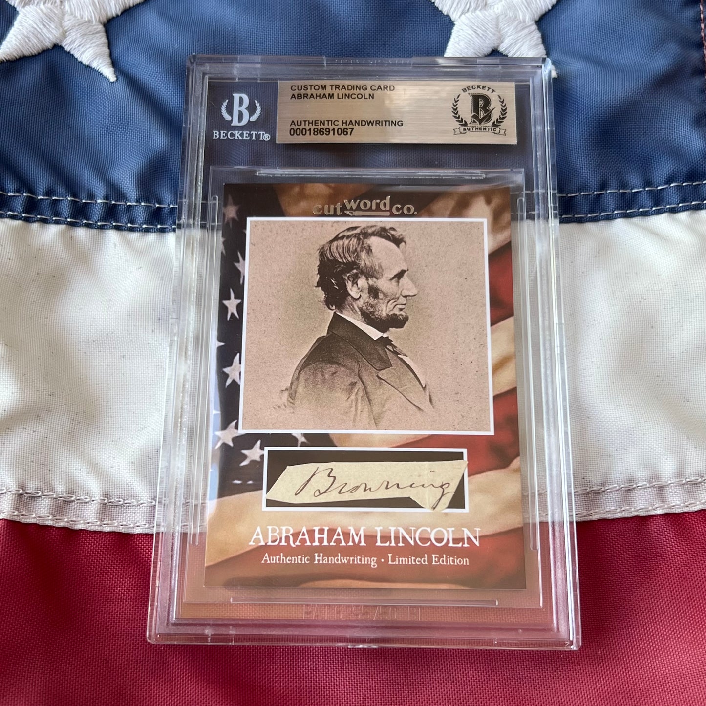 Abraham Lincoln Beckett Encapsulated Handwriting Removed from an Autograph Letter Signed