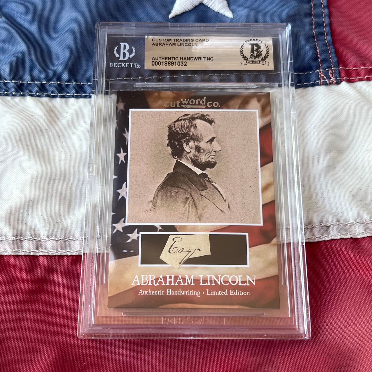 Abraham Lincoln Beckett Encapsulated Handwriting Removed from an Autograph Letter Signed