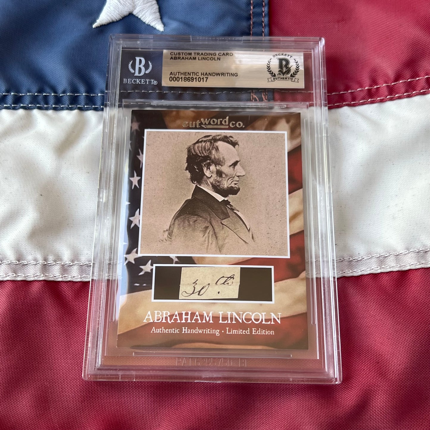 Abraham Lincoln Beckett Encapsulated Handwriting Removed from an Autograph Letter Signed