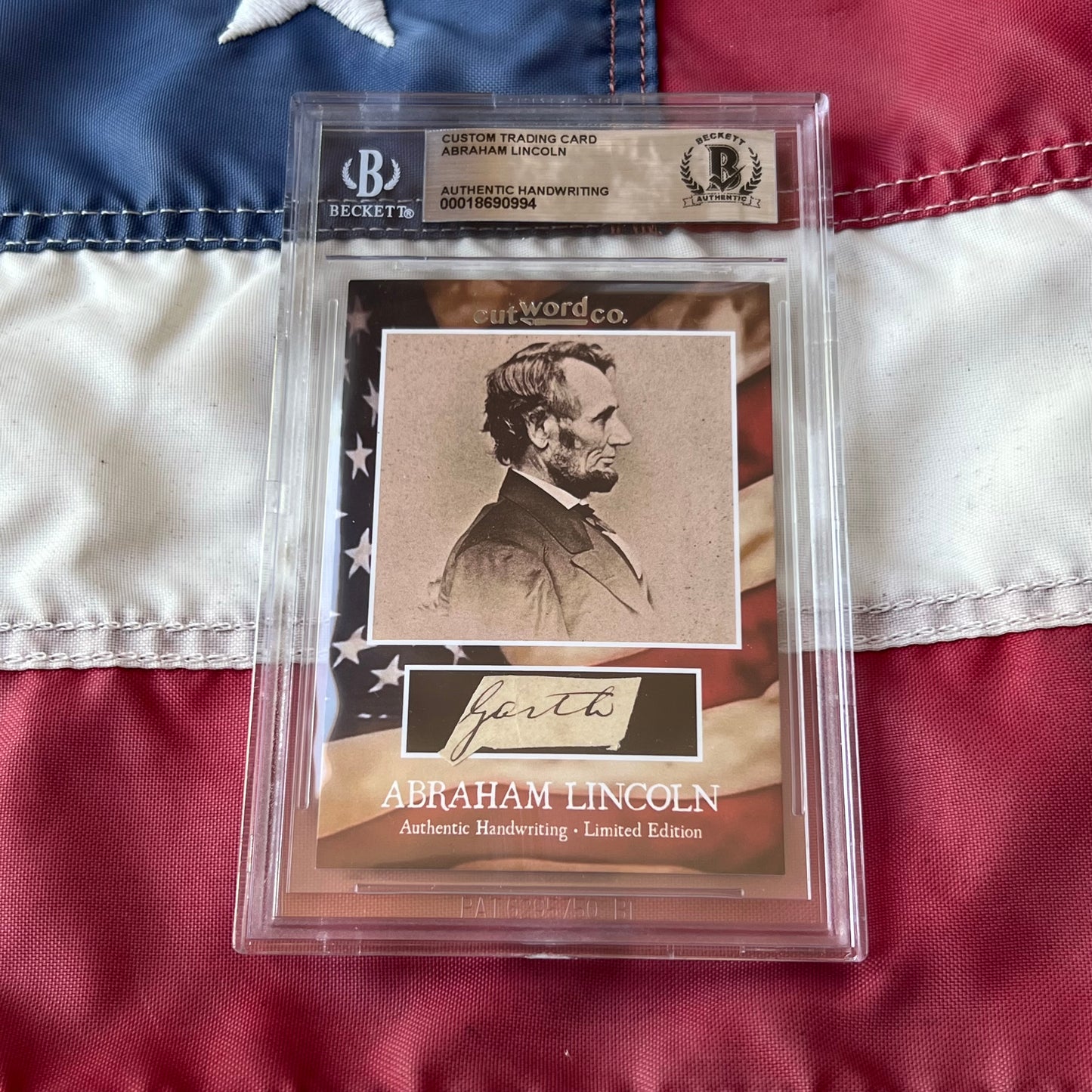 Abraham Lincoln Beckett Encapsulated Handwriting Removed from an Autograph Letter Signed