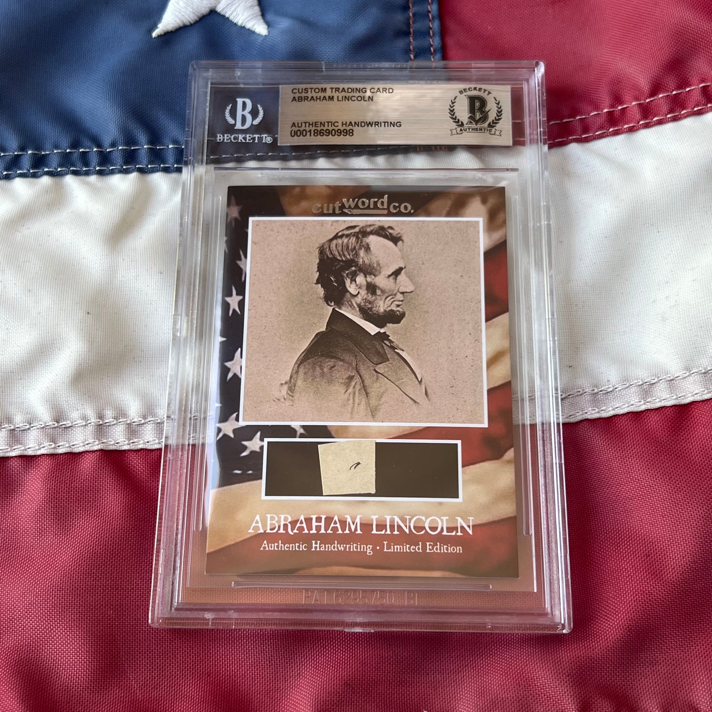Abraham Lincoln Beckett Encapsulated Handwriting Removed from an Autograph Letter Signed