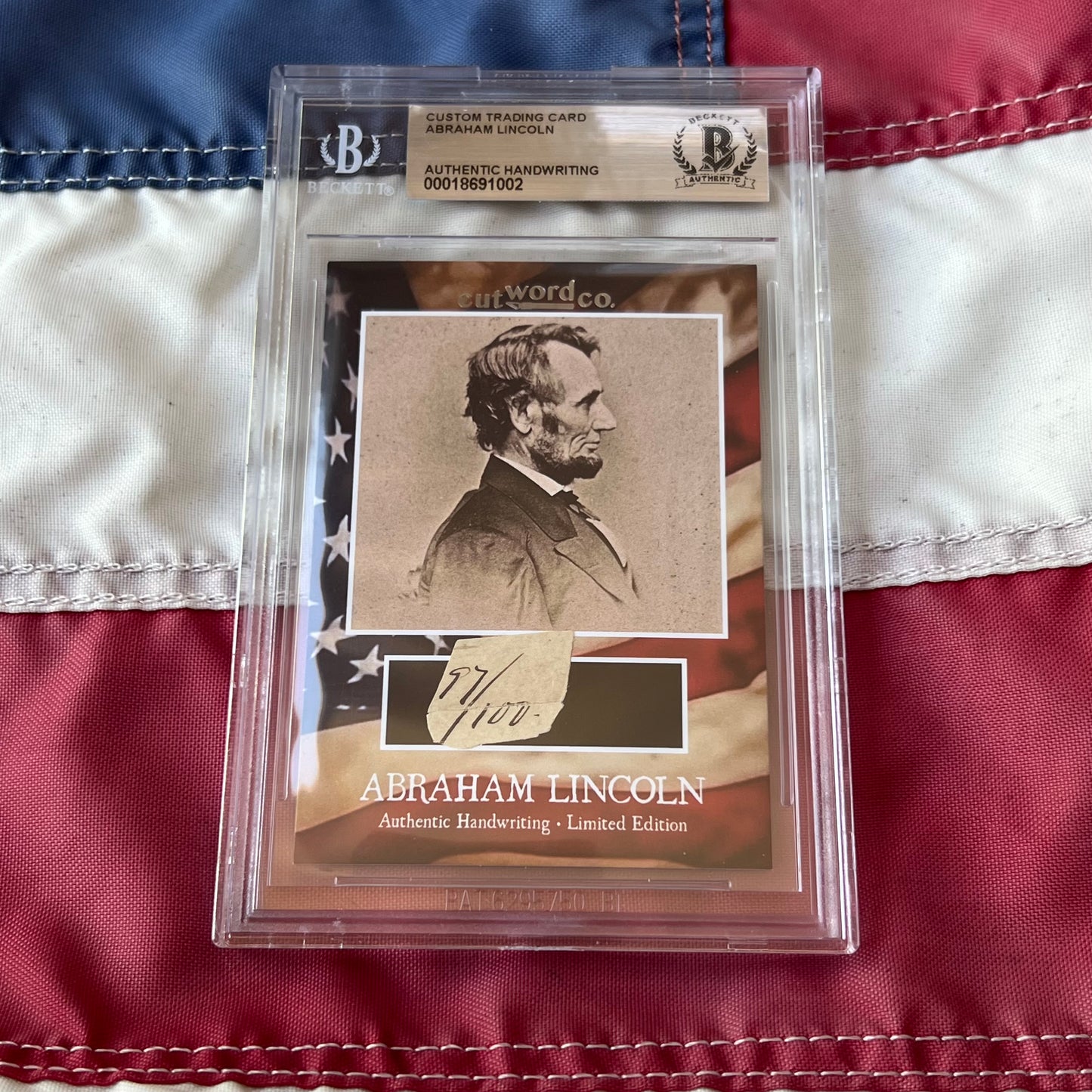 Abraham Lincoln Beckett Encapsulated Handwriting Removed from an Autograph Letter Signed