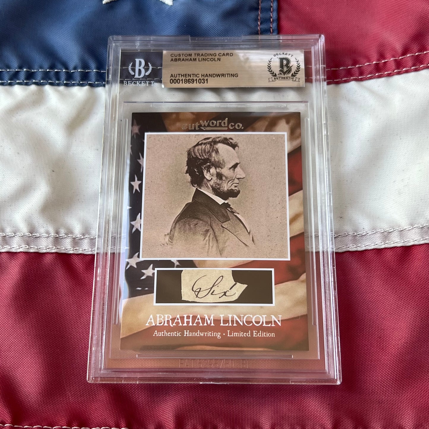 Abraham Lincoln Beckett Encapsulated Handwriting Removed from an Autograph Letter Signed