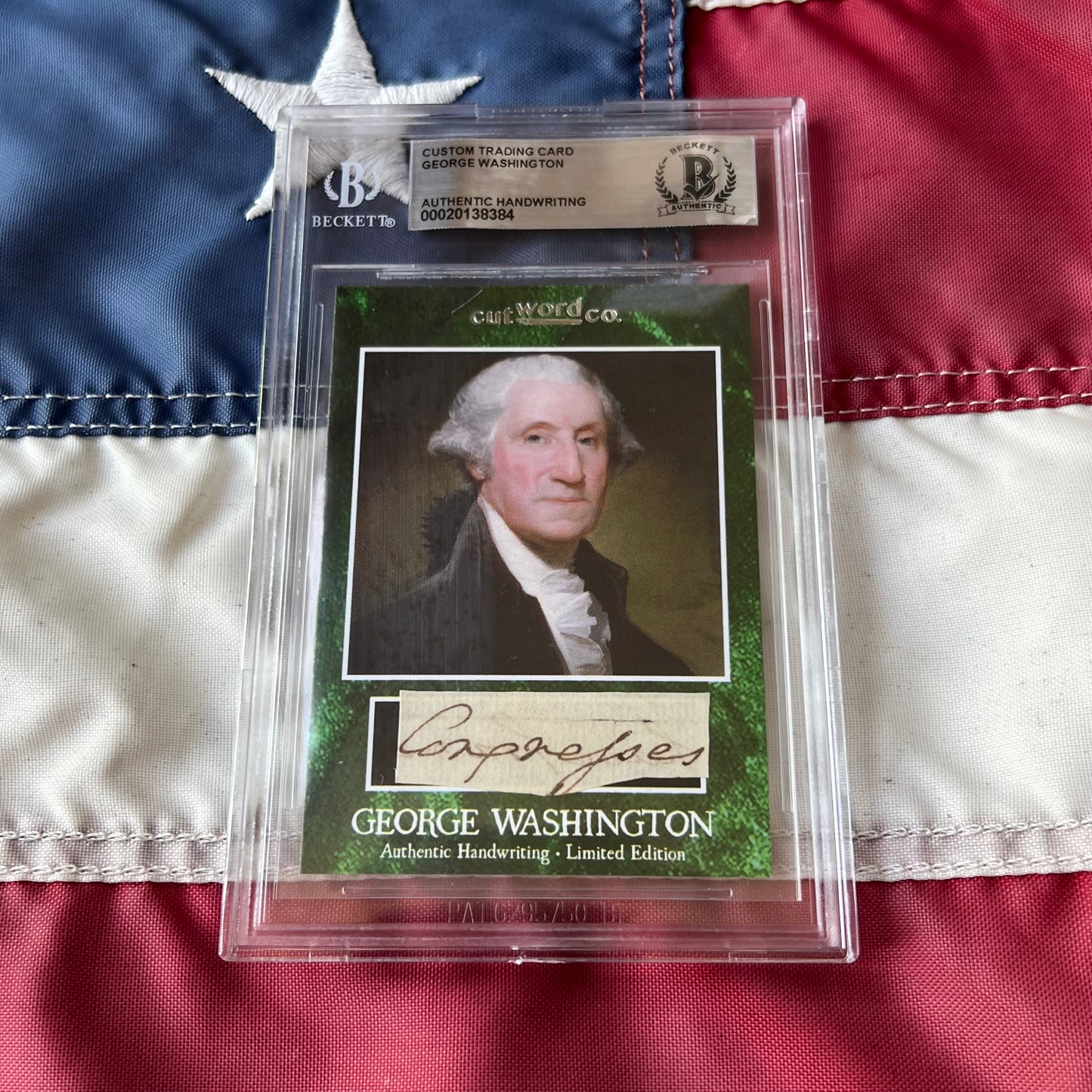 George Washington Beckett Encapsulated Handwriting Removed from an Autograph Letter Signed