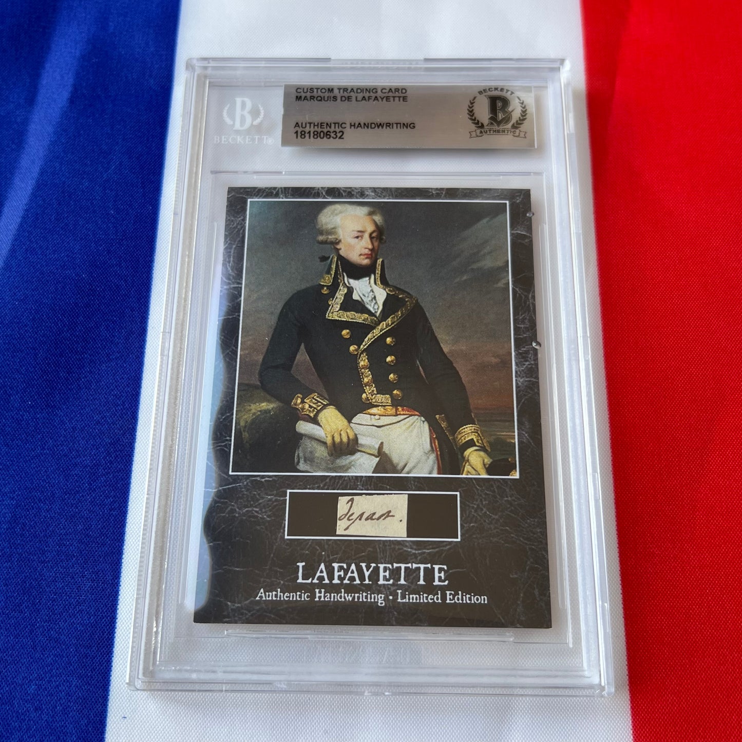 Marquis De Lafayette Beckett Encapsulated Handwriting Removed from an Autograph Document Signed