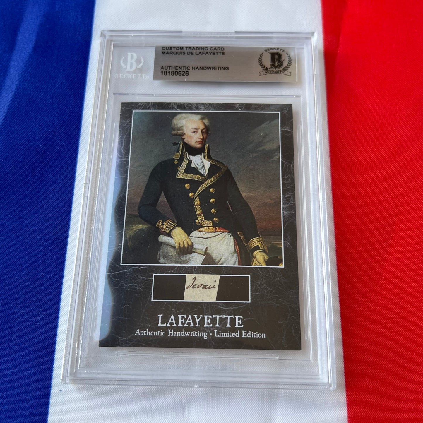 Marquis De Lafayette Beckett Encapsulated Handwriting Removed from an Autograph Document Signed