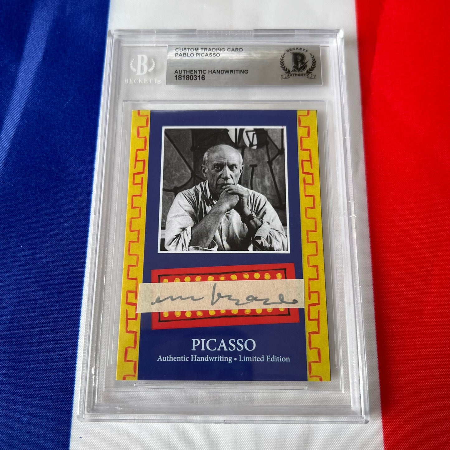 Pablo Picasso Beckett Encapsulated Handwriting Removed from an Autograph Document Signed