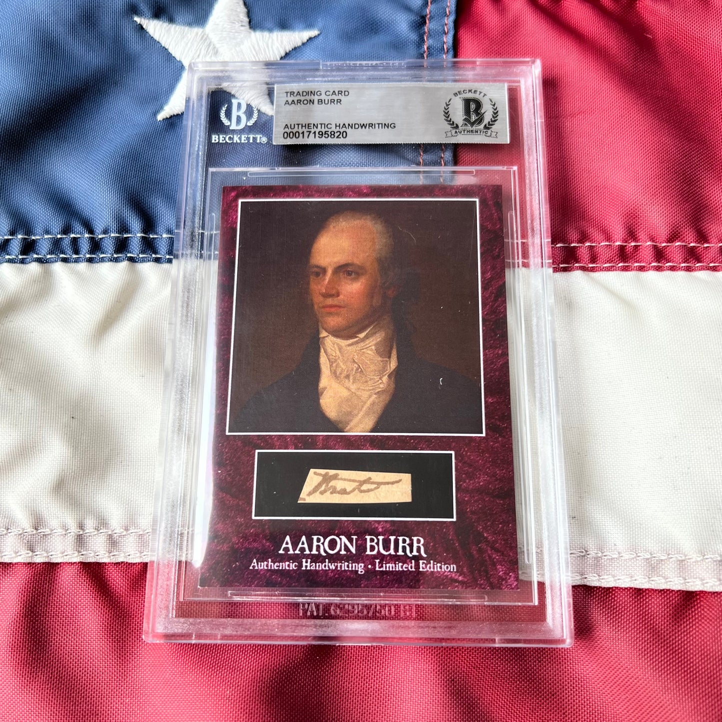 Aaron Burr Beckett Encapsulated Handwriting Removed from an Autograph Letter Signed
