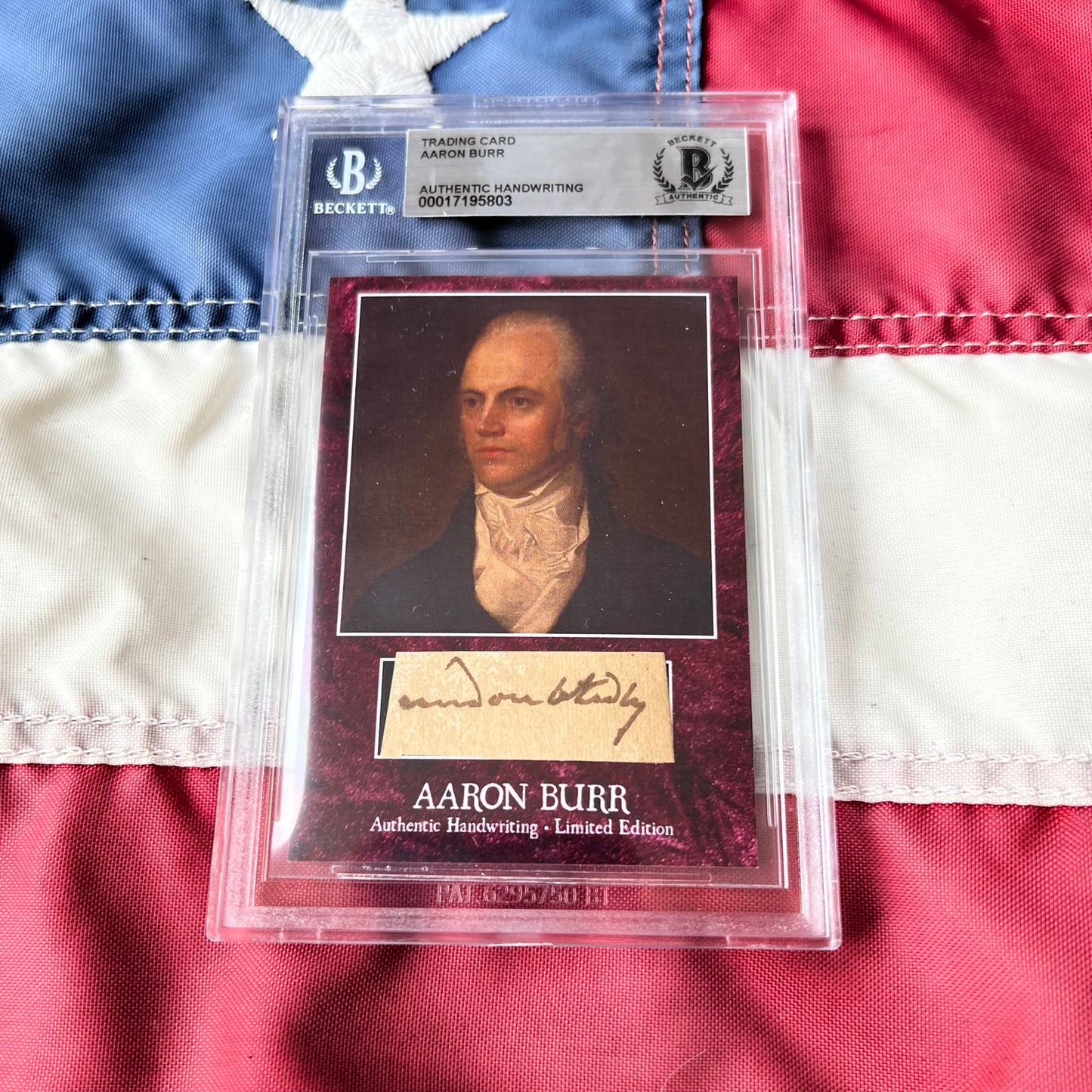 Aaron Burr Beckett Encapsulated Handwriting Removed from an Autograph Letter Signed