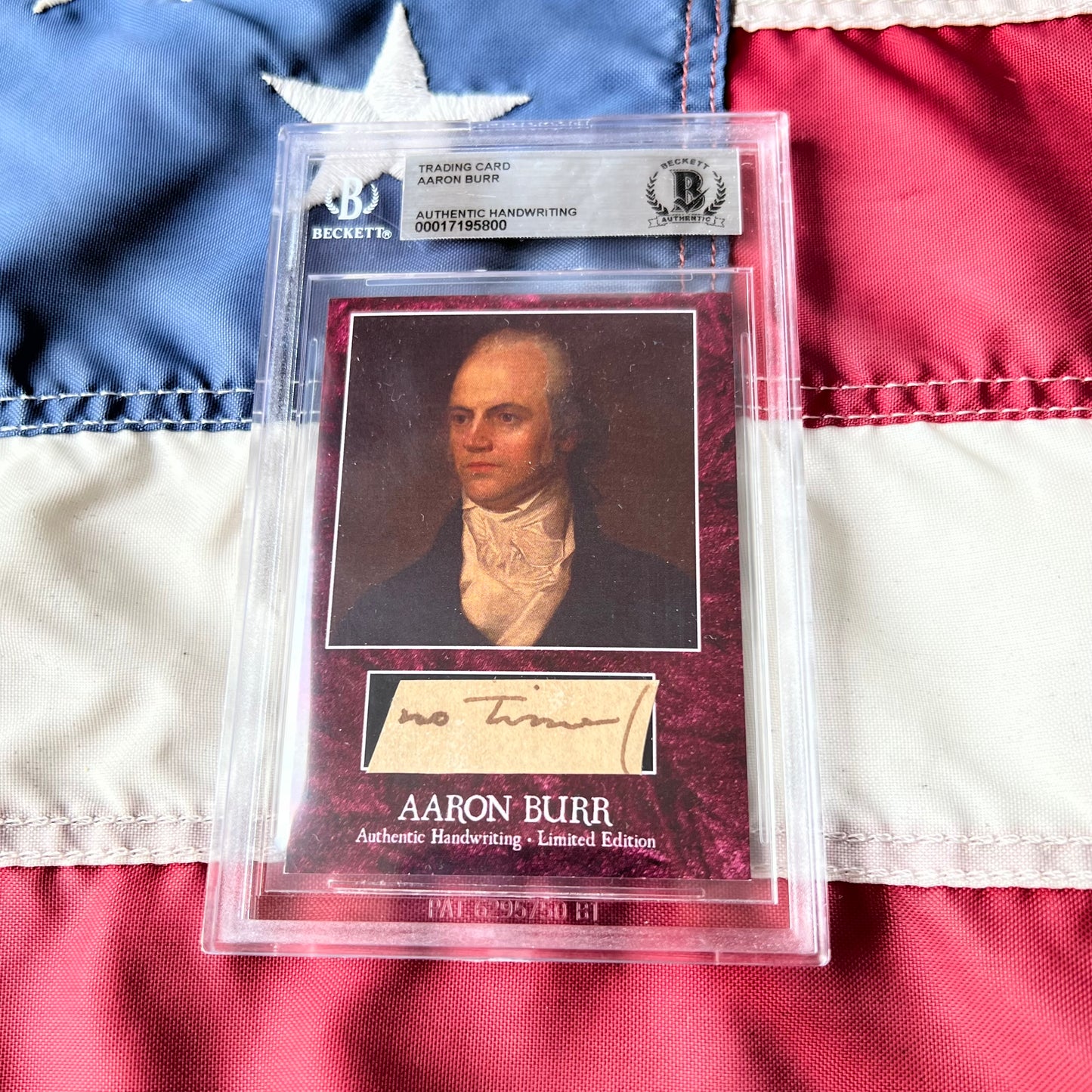 Aaron Burr Beckett Encapsulated Handwriting Removed from an Autograph Letter Signed