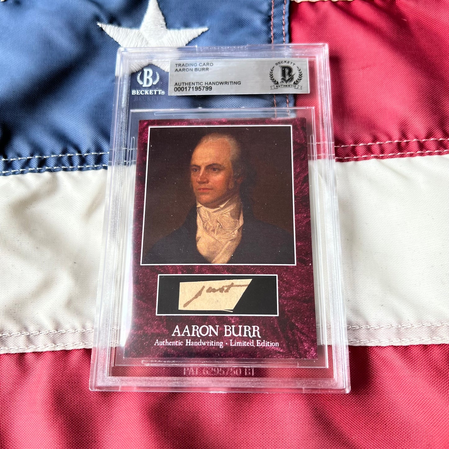 Aaron Burr Beckett Encapsulated Handwriting Removed from an Autograph Letter Signed