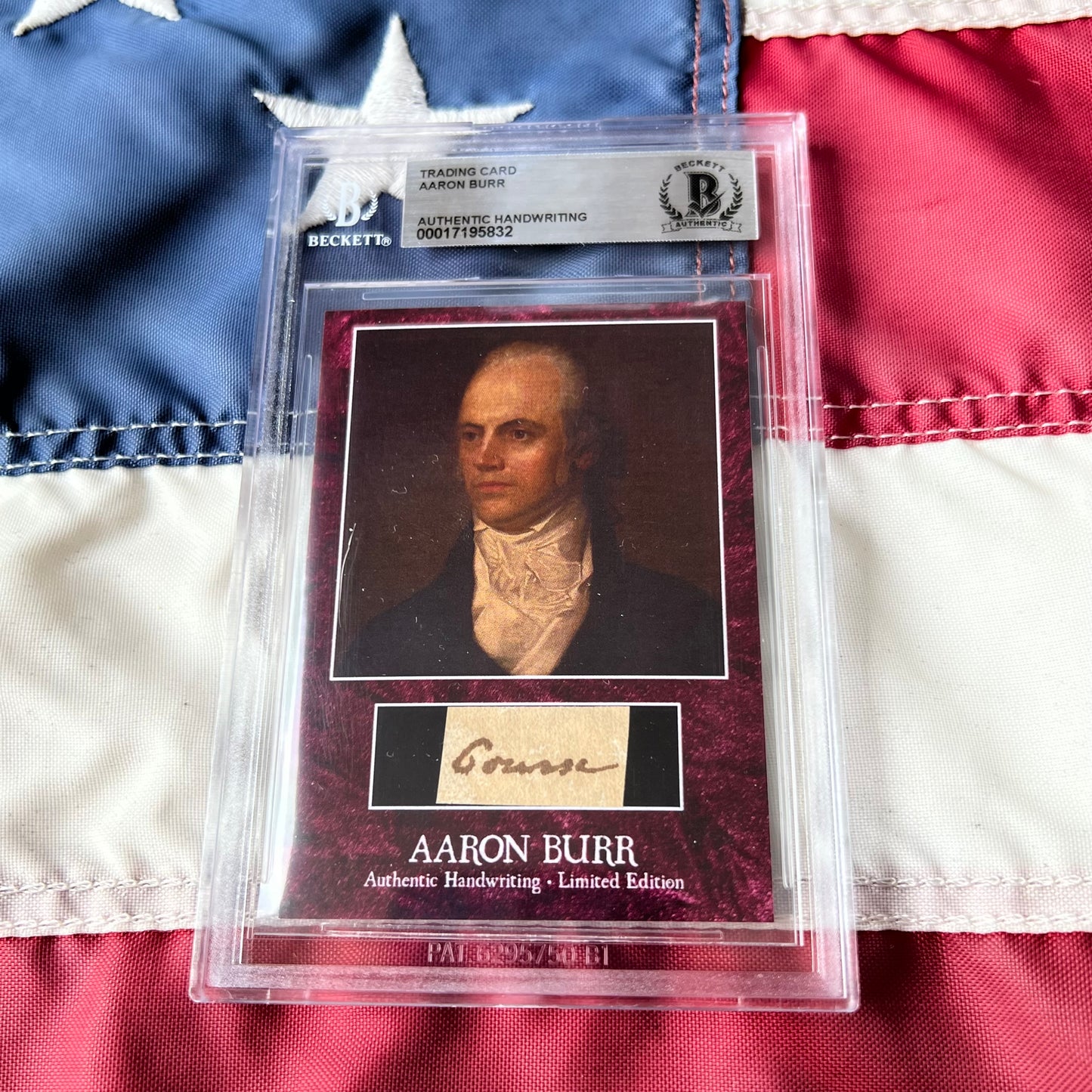 Aaron Burr Beckett Encapsulated Handwriting Removed from an Autograph Letter Signed