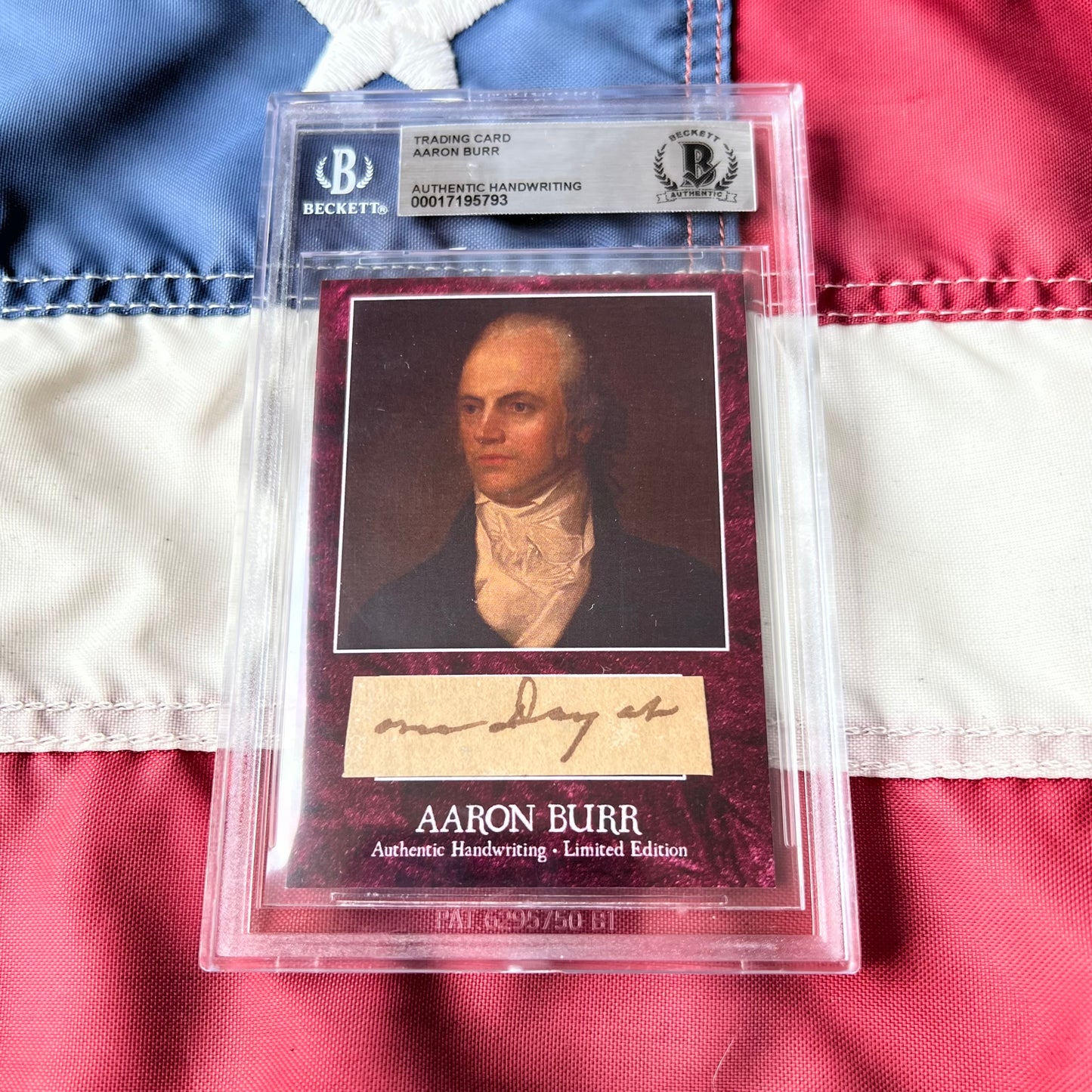 Aaron Burr Beckett Encapsulated Handwriting Removed from an Autograph Letter Signed