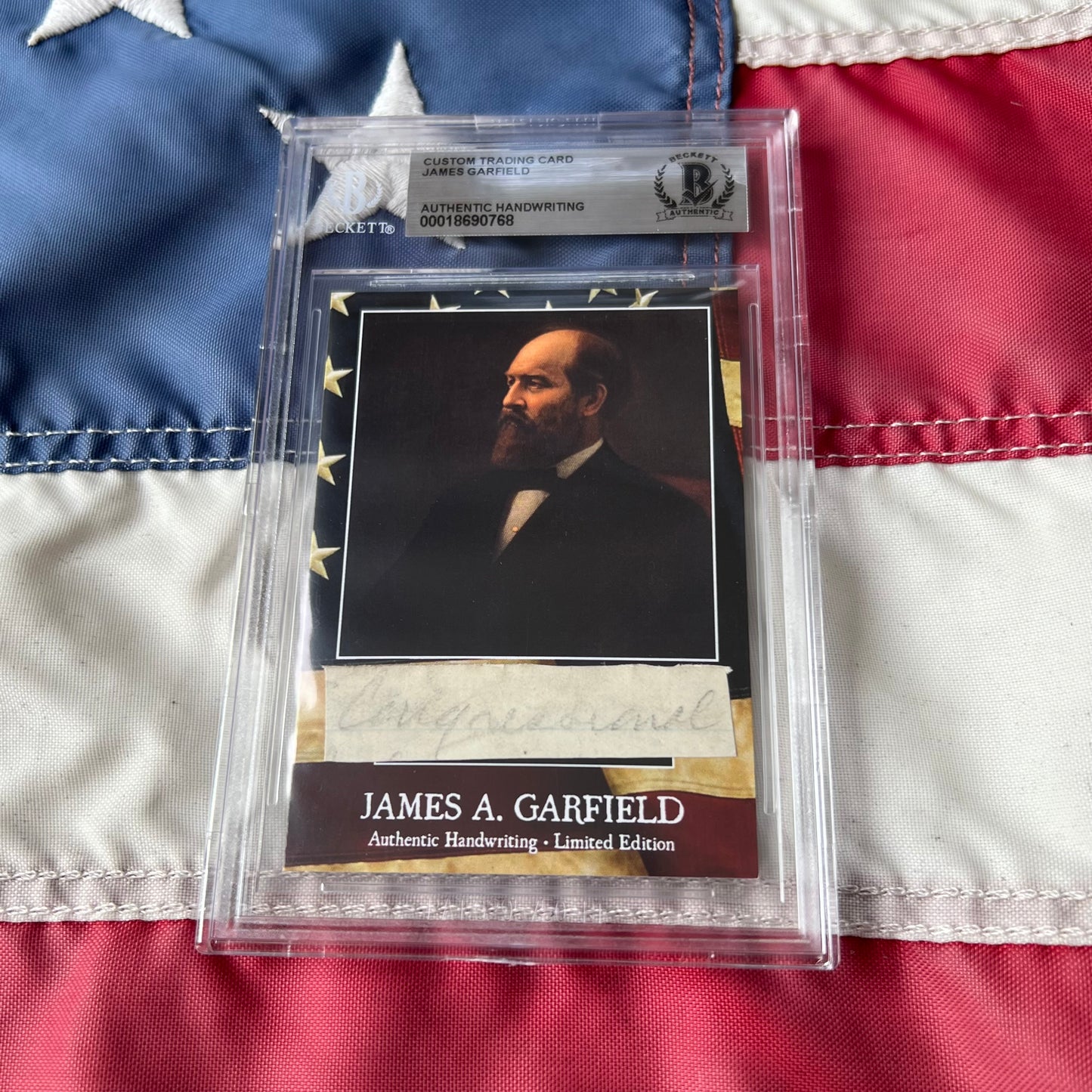 James Garfield Beckett Encapsulated Handwriting Removed from an Autograph Letter Signed