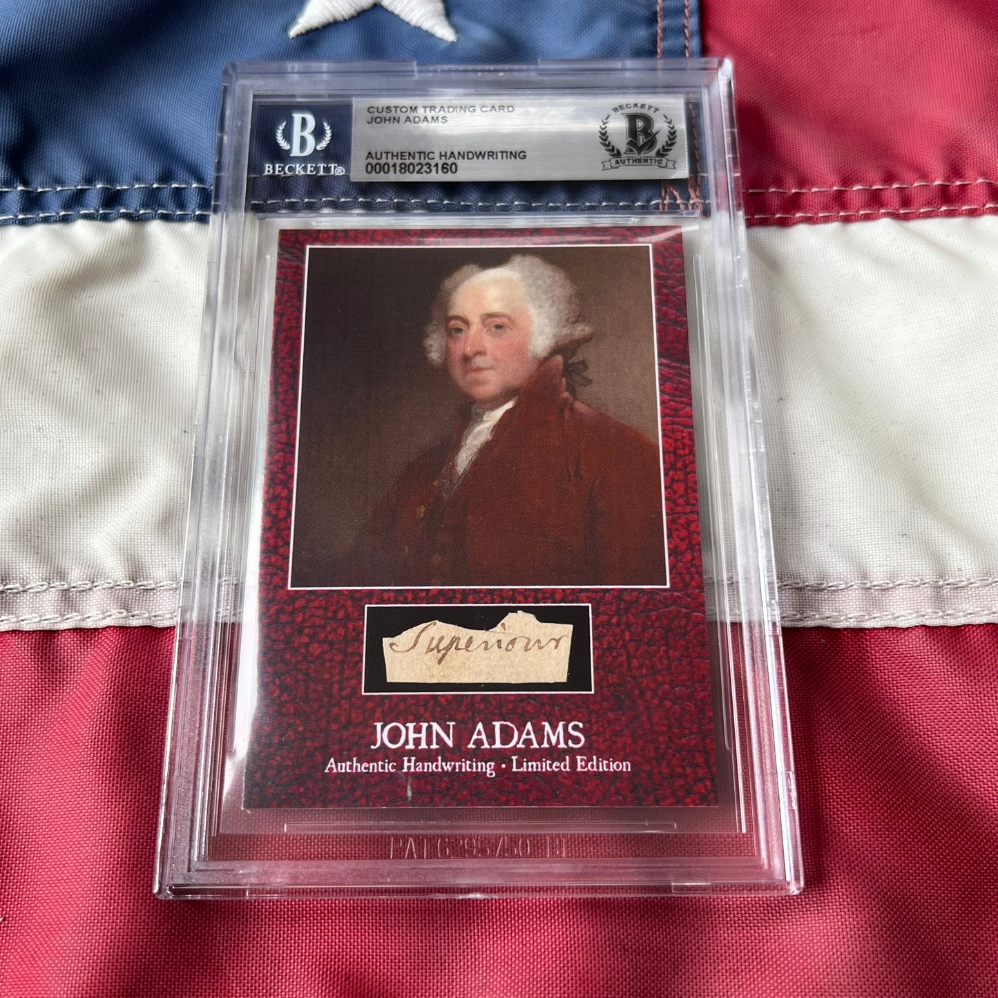 John Adams Beckett Encapsulated Handwriting Removed from an Autograph Document Signed