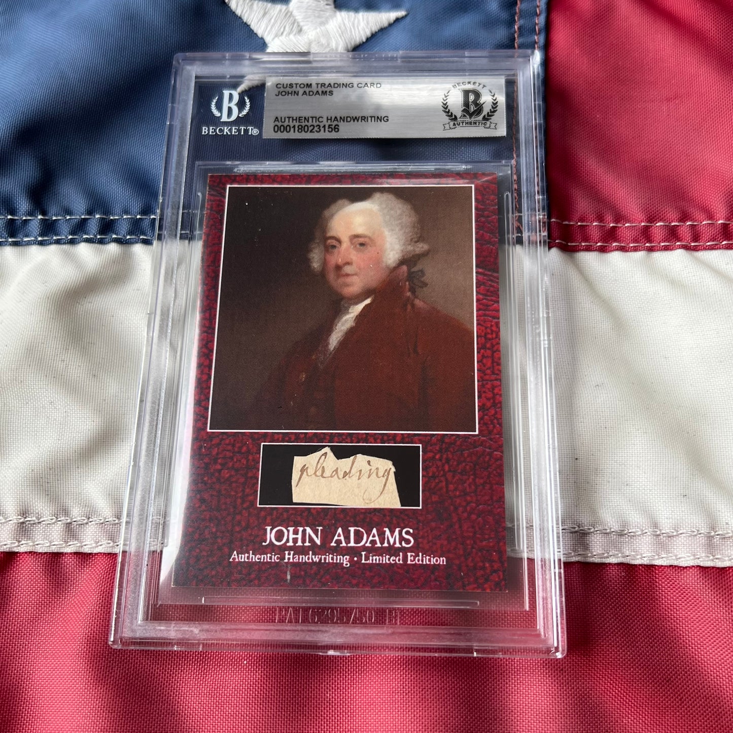 John Adams Beckett Encapsulated Handwriting Removed from an Autograph Document Signed
