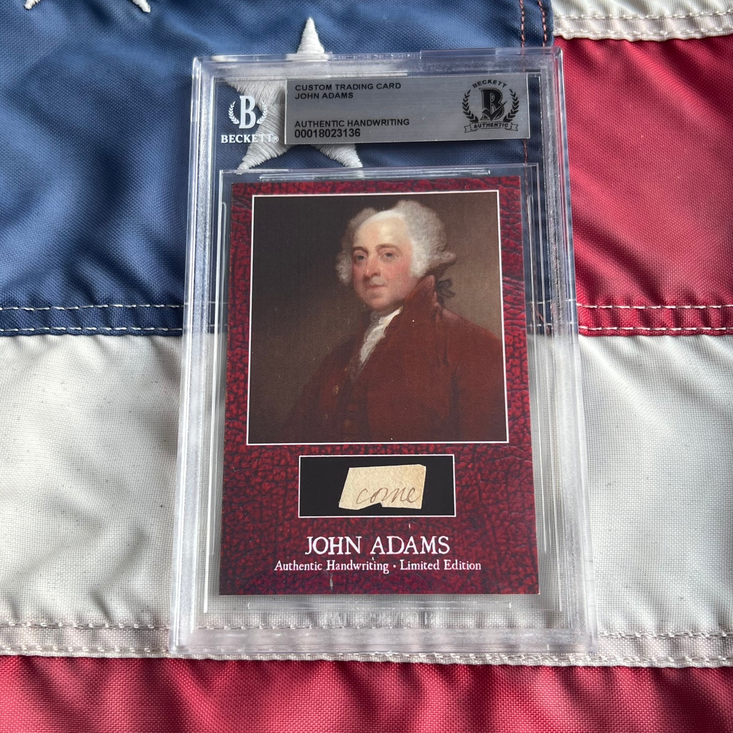 John Adams Beckett Encapsulated Handwriting Removed from an Autograph Document Signed