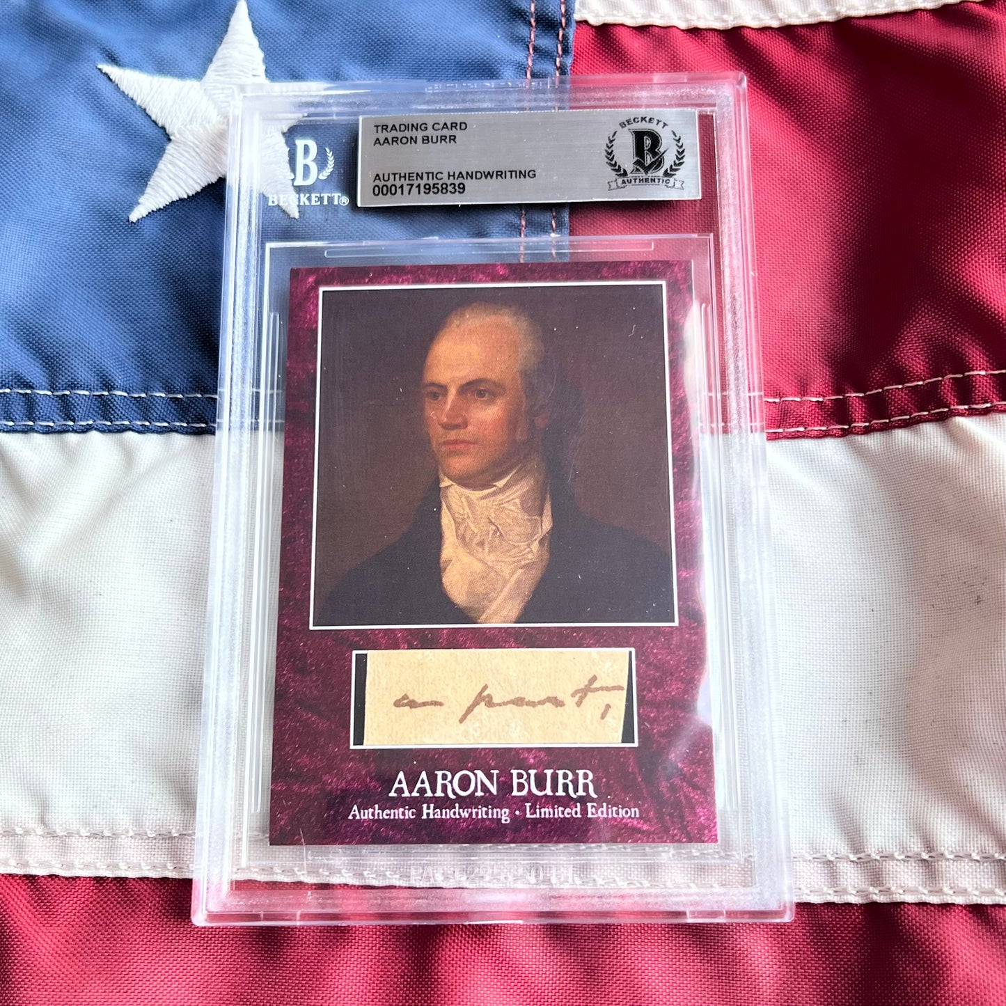 Aaron Burr Beckett Encapsulated Handwriting Removed from an Autograph Letter Signed