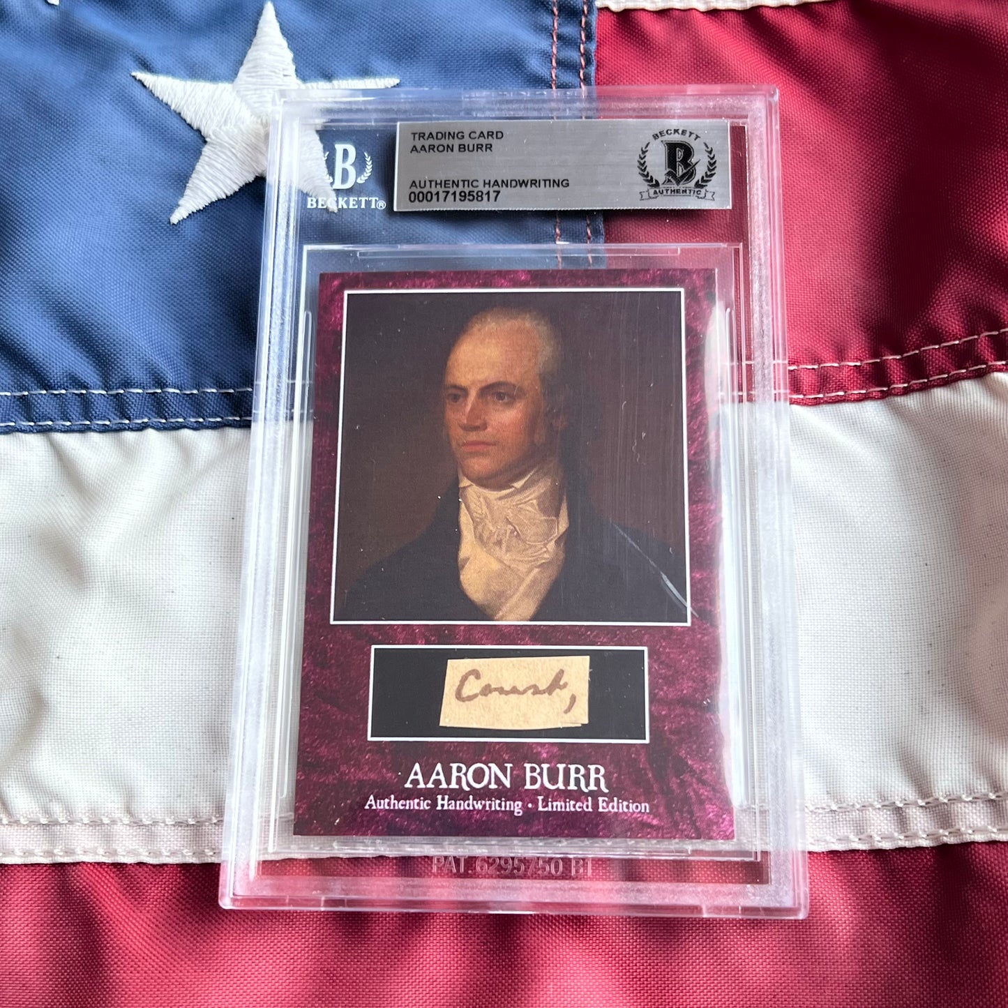 Aaron Burr Beckett Encapsulated Handwriting Removed from an Autograph Letter Signed