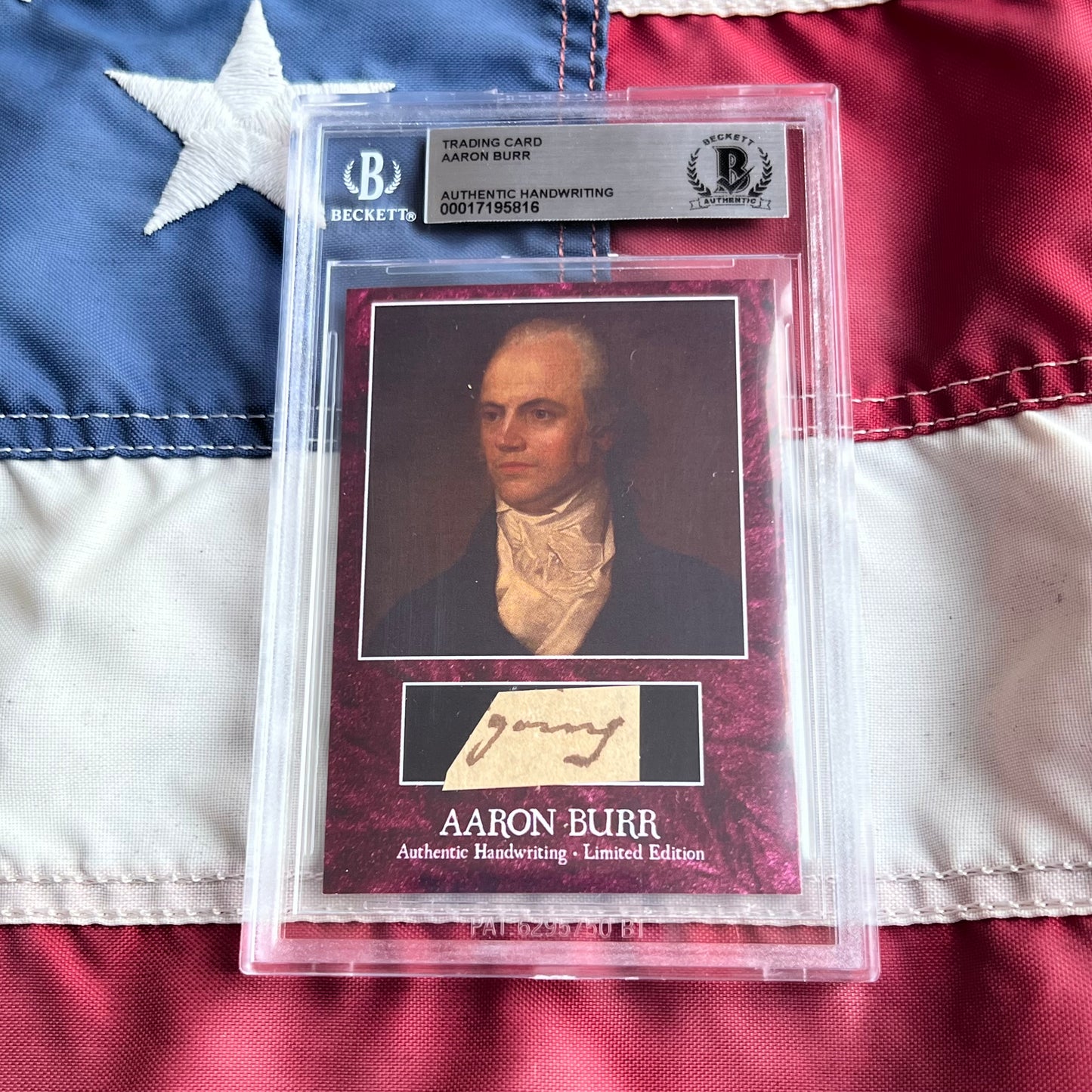 Aaron Burr Beckett Encapsulated Handwriting Removed from an Autograph Letter Signed