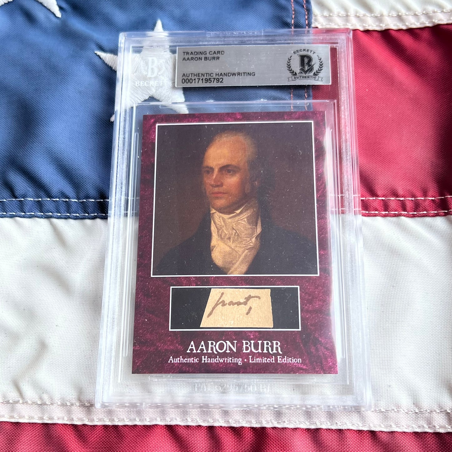 Aaron Burr Beckett Encapsulated Handwriting Removed from an Autograph Letter Signed