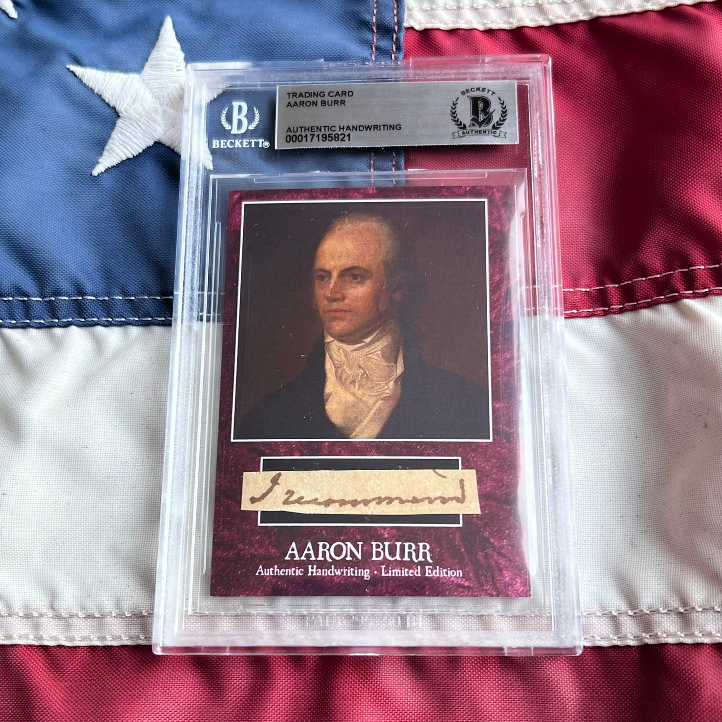 Aaron Burr Beckett Encapsulated Handwriting Removed from an Autograph Letter Signed