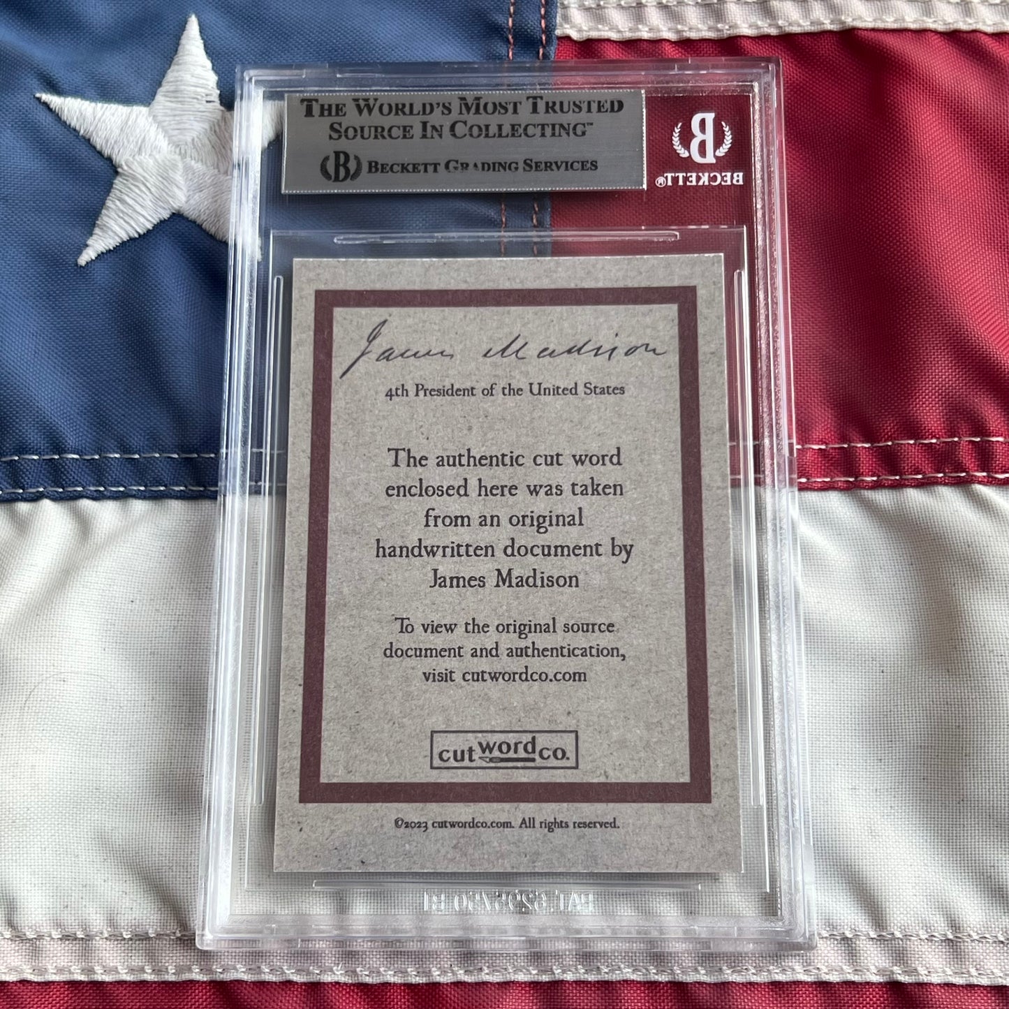 James Madison Beckett Encapsulated Handwriting Removed from an Autograph Letter Signed