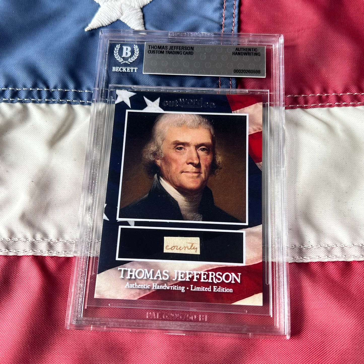 Thomas Jefferson Handwritten Word Cut from An Autograph Letter Signed Beckett BAS