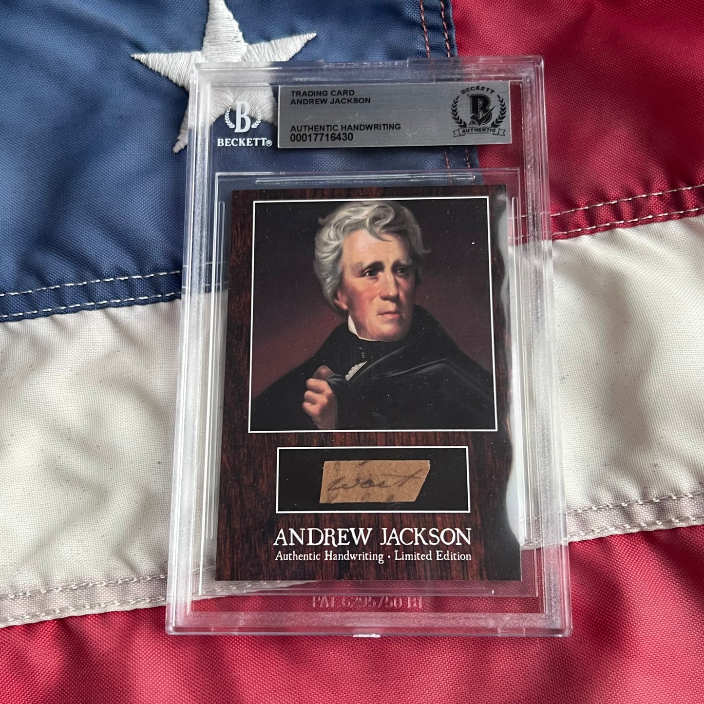 Andrew Jackson Beckett Encapsulated Handwriting Removed from an Autograph Letter Signed