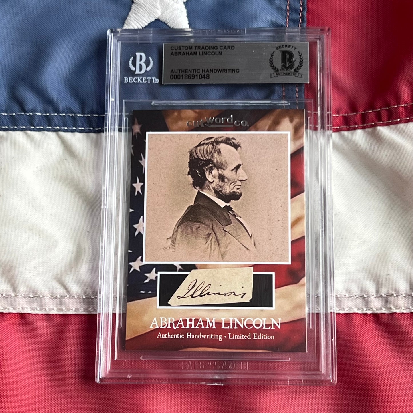 Abraham Lincoln Beckett Encapsulated Handwriting Removed from an Autograph Letter Signed